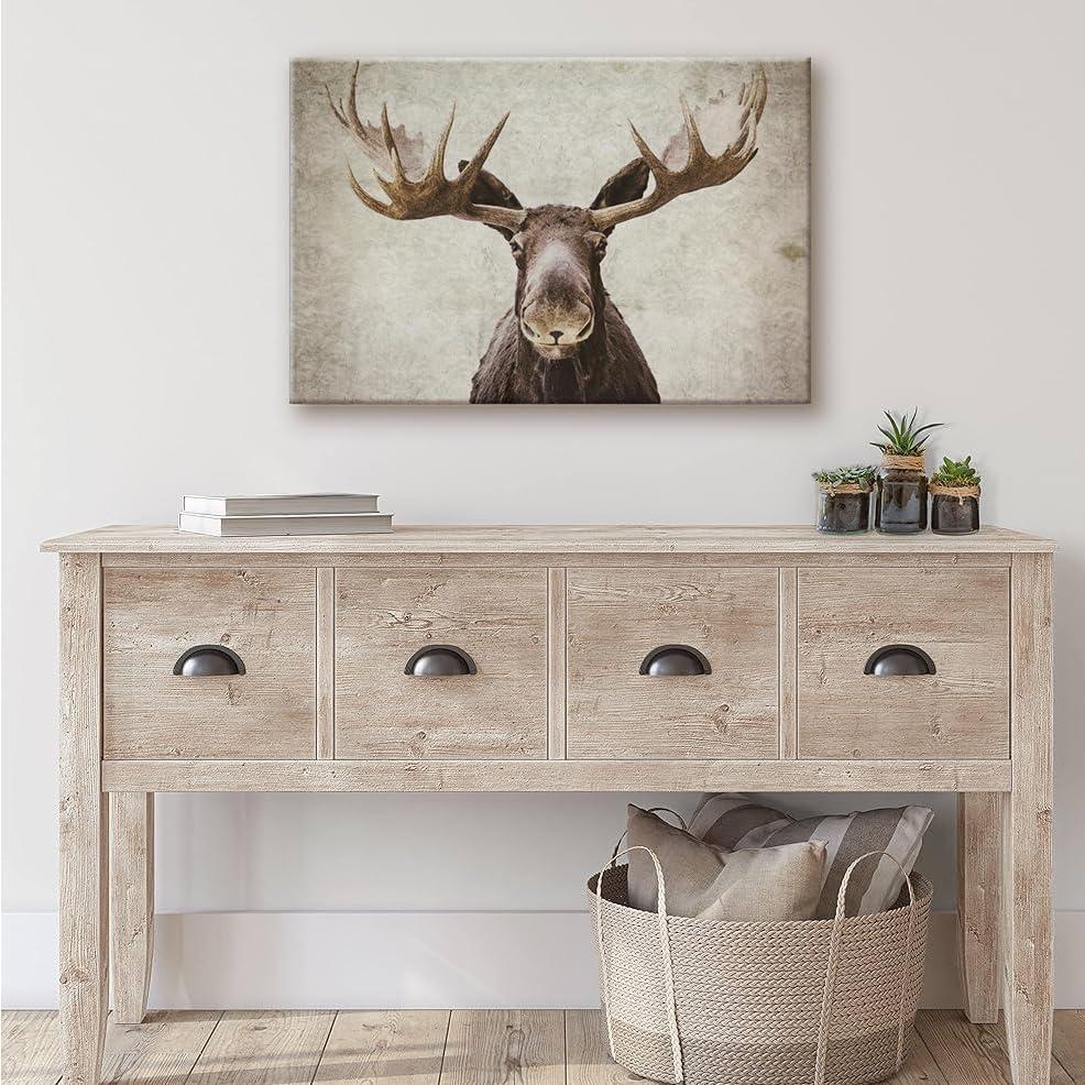 Elmer The Moose Rustic Canvas Art for Kids Room Decor