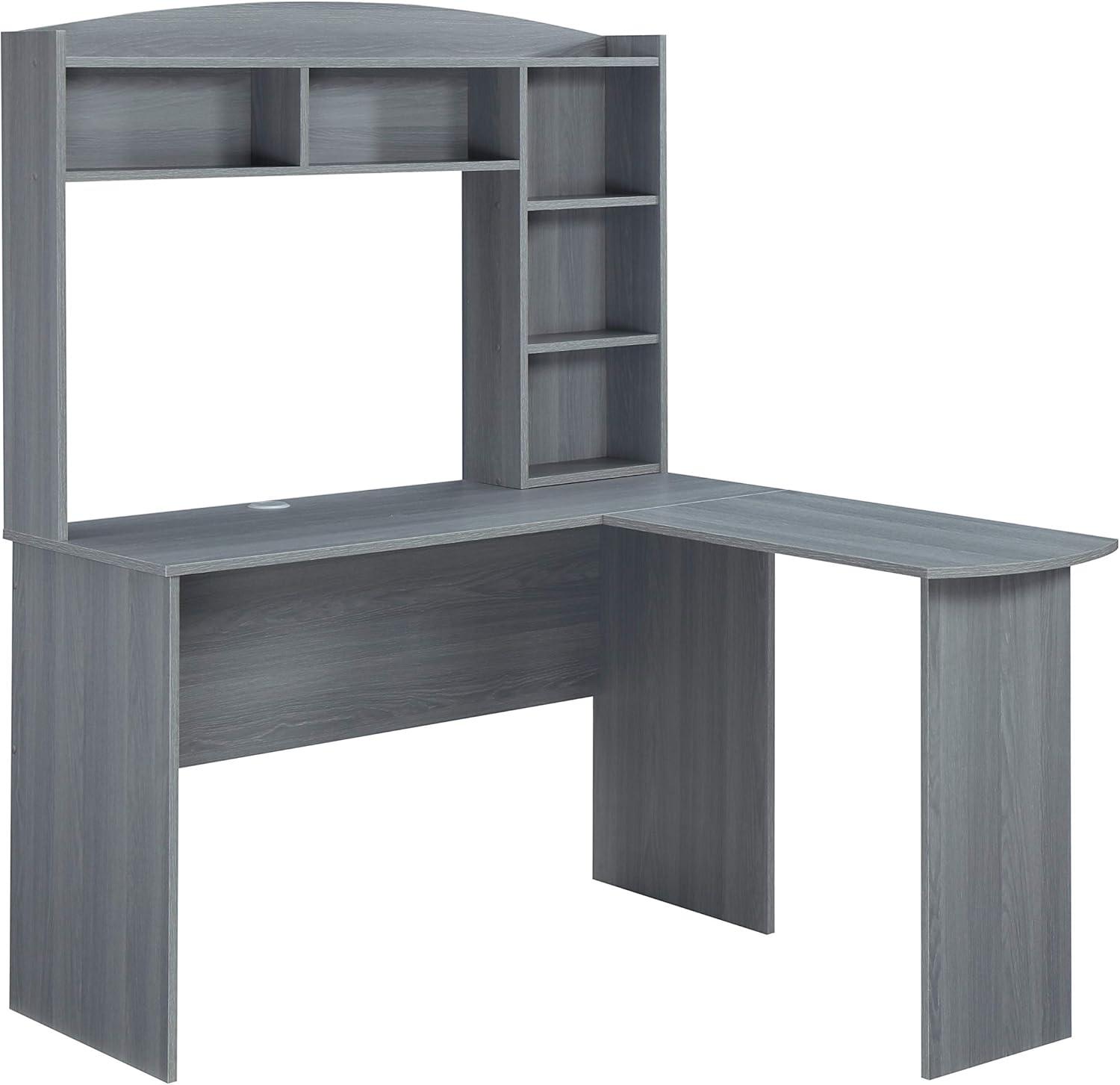 Modern L Shaped Desk with Hutch Gray - Techni Mobili