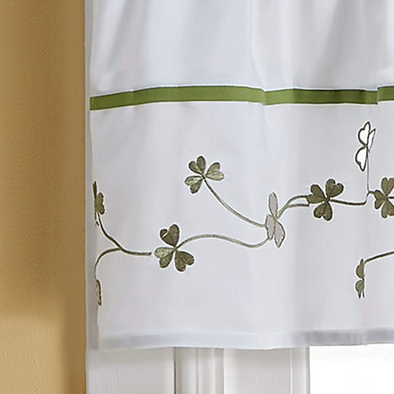 CHF & You Clover Kitchen Curtains, Embroidered, Set of 2, Adult