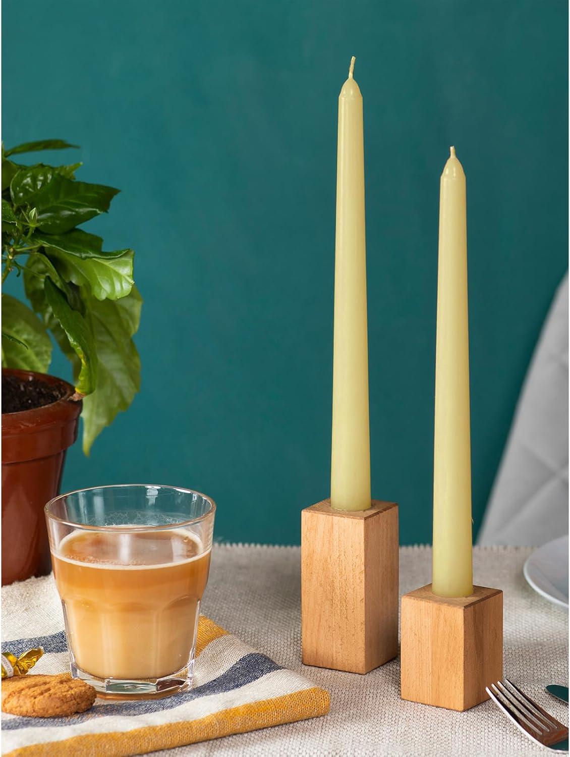 Candwax 10 inch Taper Candles Set of 12 - Dripless Taper Candles and Unscented Candlesticks - Perfect as Dinner Candles and Household Candles - Ivory Candles