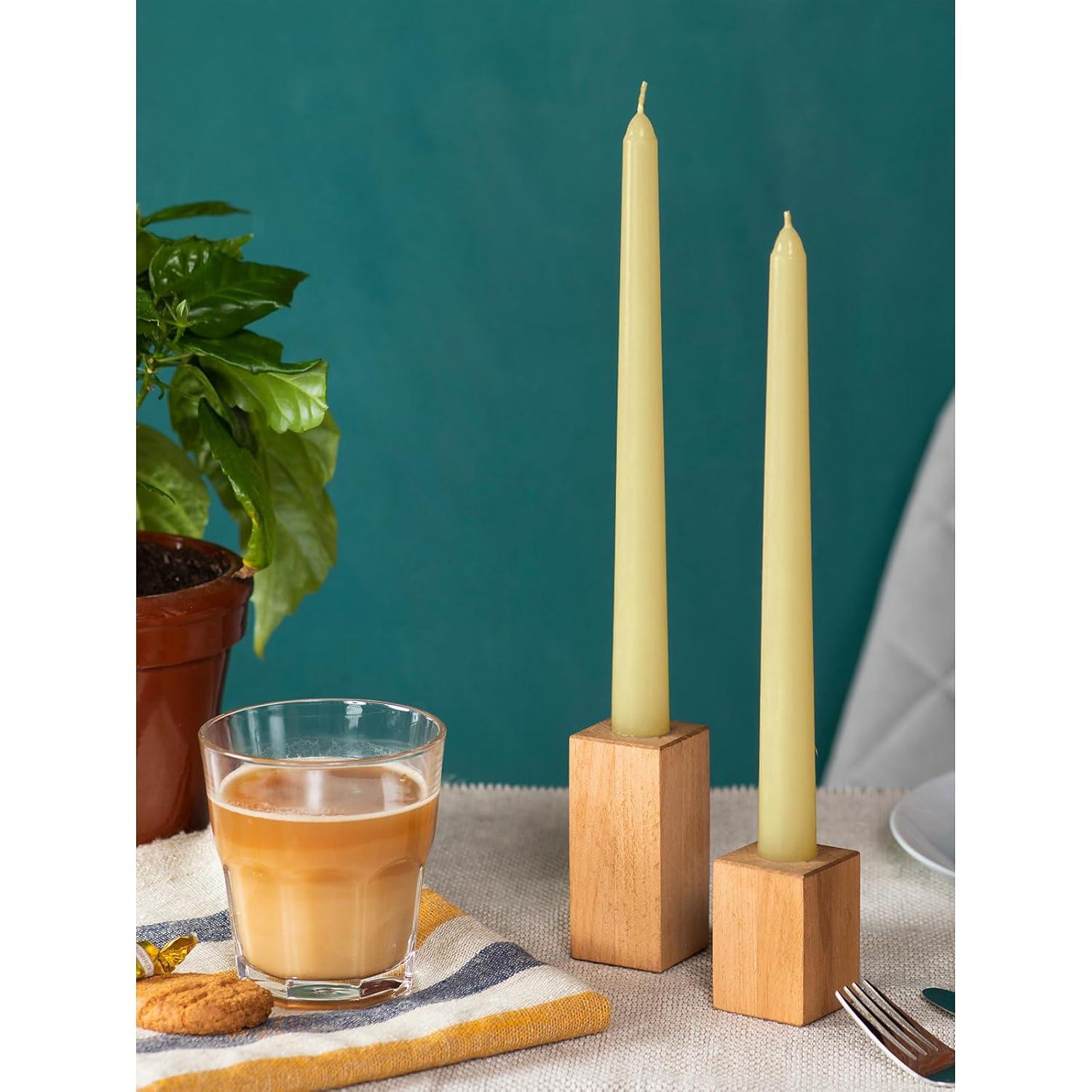 Candwax 10 inch Taper Candles Set of 12 - Dripless Taper Candles and Unscented Candlesticks - Perfect as Dinner Candles and Household Candles - Ivory Candles