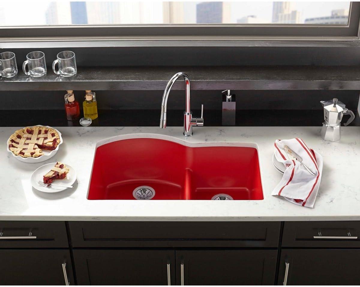 Charcoal Quartz Double Bowl Undermount Kitchen Sink