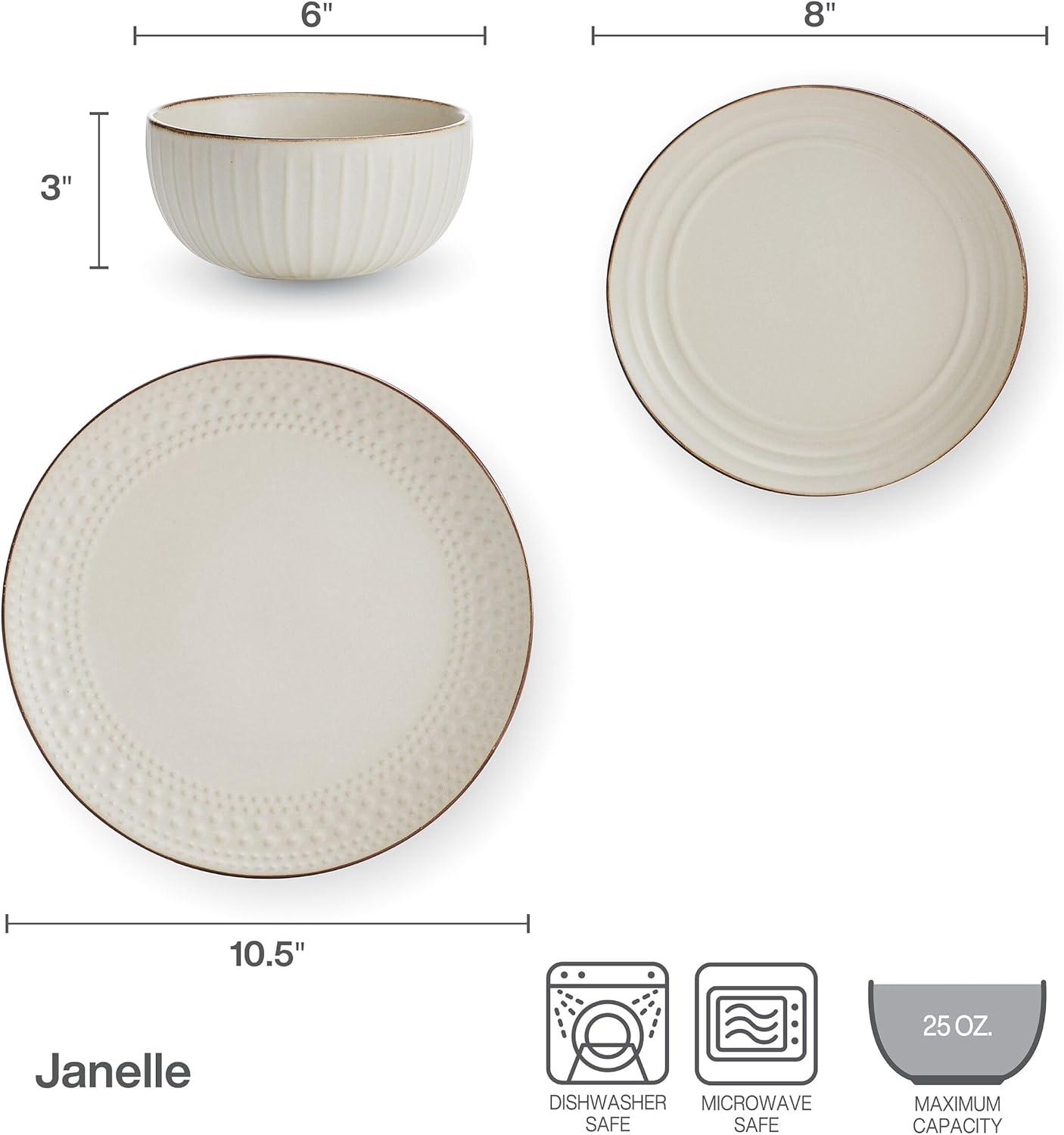 Janelle 12-Piece Stoneware Dinnerware Set, Service for 4