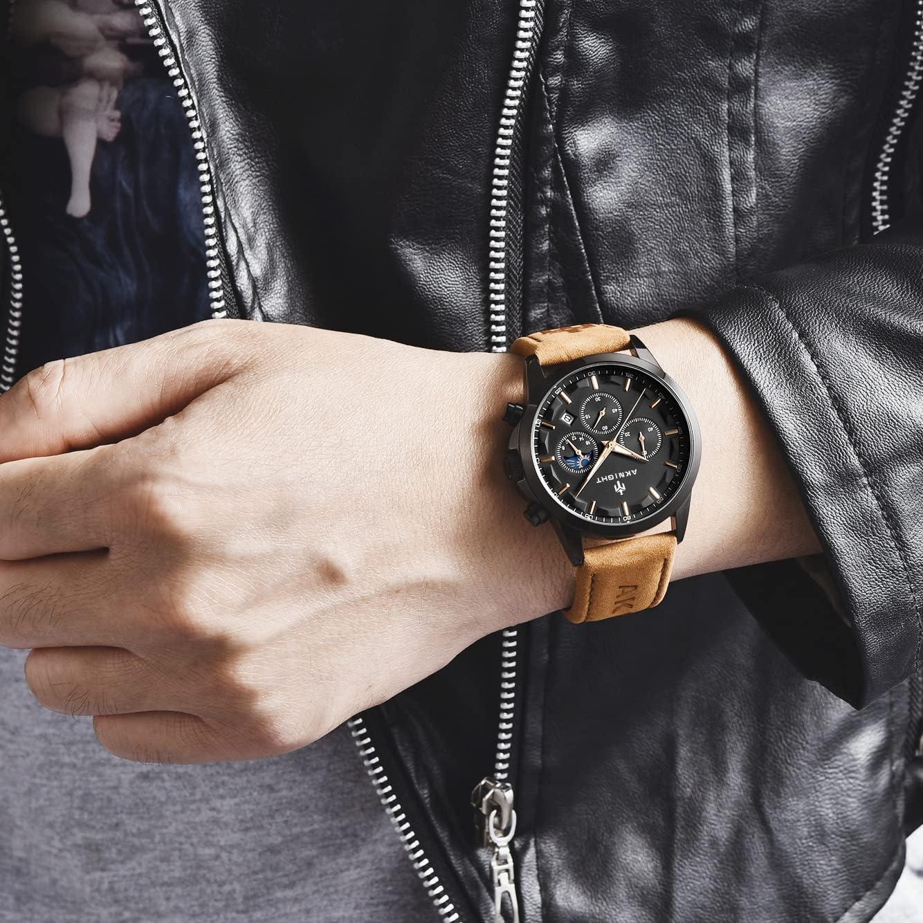 BY BENYAR Mens Watches Analog Quartz Chronograph Waterproof Wrist Watches for Men Fashion Business Work Casual Sport Designer Dress Watch with Calendar Elegant Gifts for Men