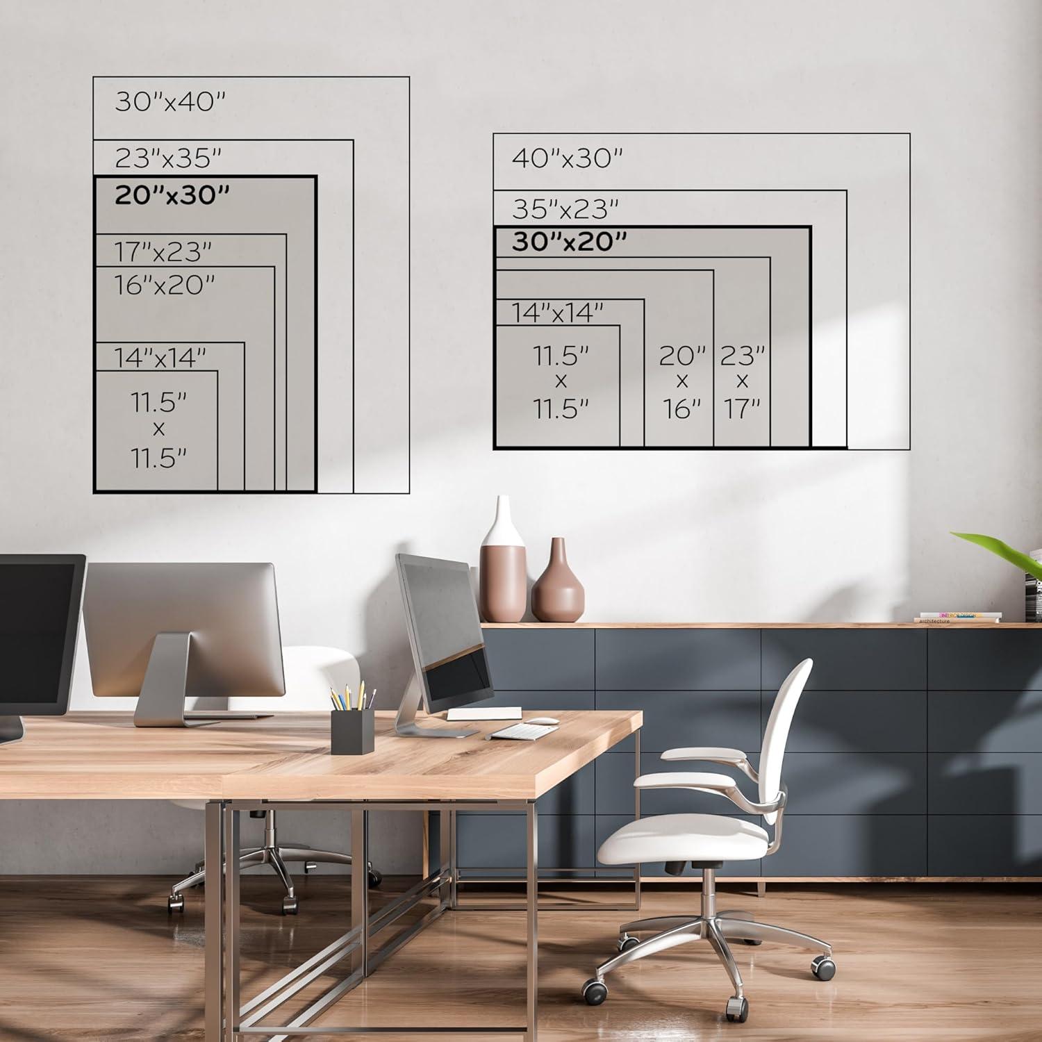 U Brands 40"x30" Magnetic Dry Erase Calendar Board White Decor Frame