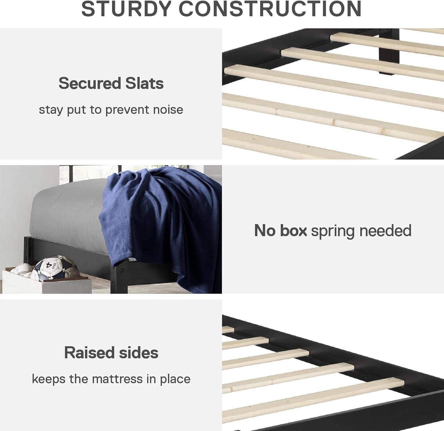 DHP Braylon Twin Size Wooden Bed Frame, Black