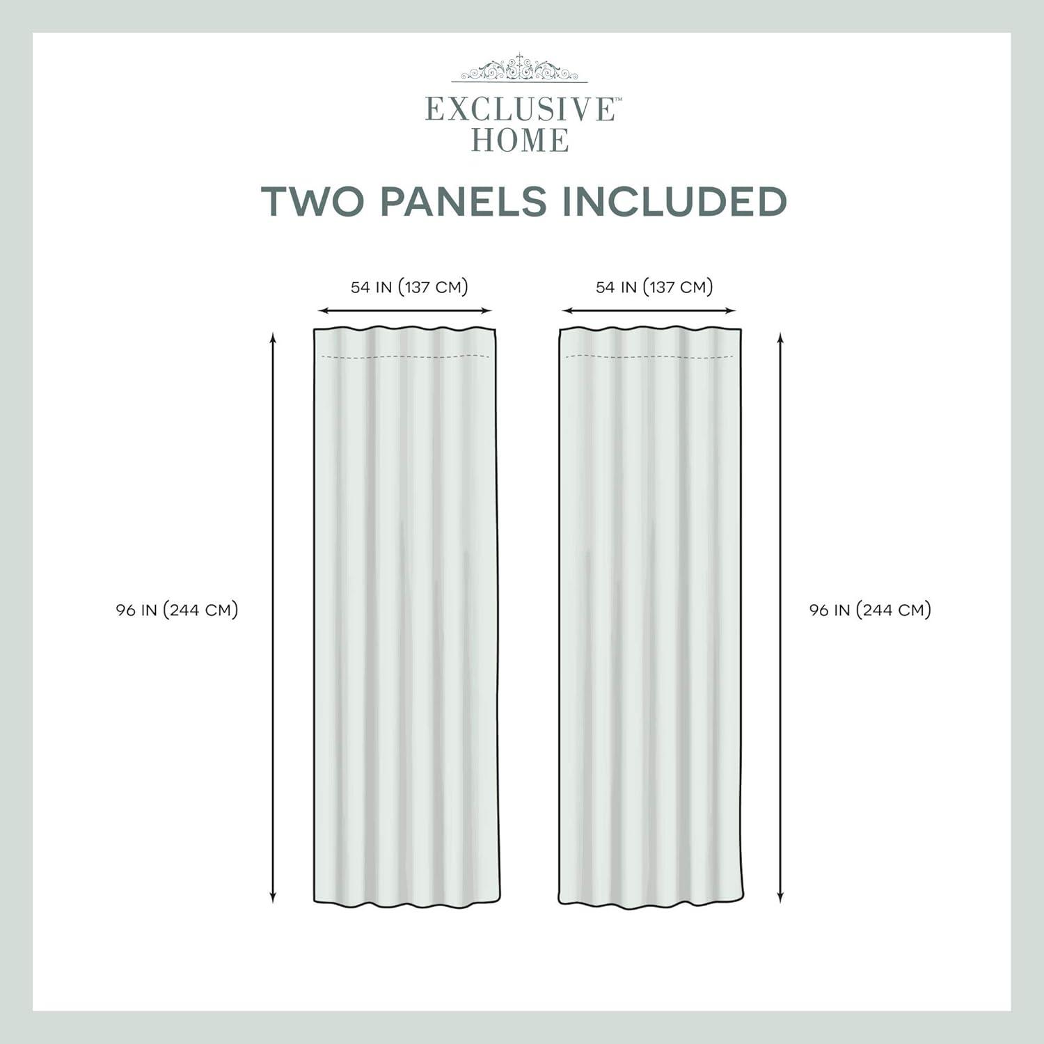 96"x54" Wilshire Back Tab Sheer Window Curtain Panels White - Exclusive Home: Polyester, Botanical Pattern, 2 Panels