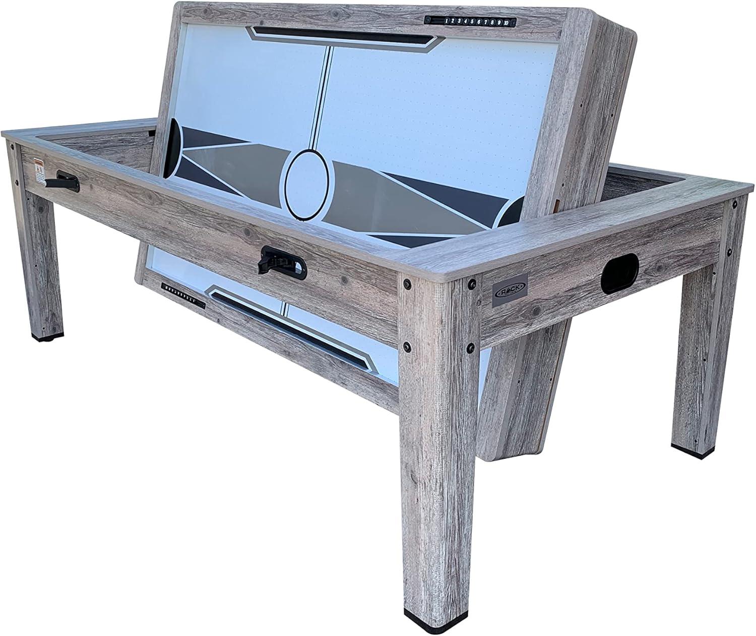 RACK Pool Tables Rack Luxor 7.5-Foot 4-In-1 Multi-Game Swivel Billiard/Pool Table (Blue Felt With 2 Bench)