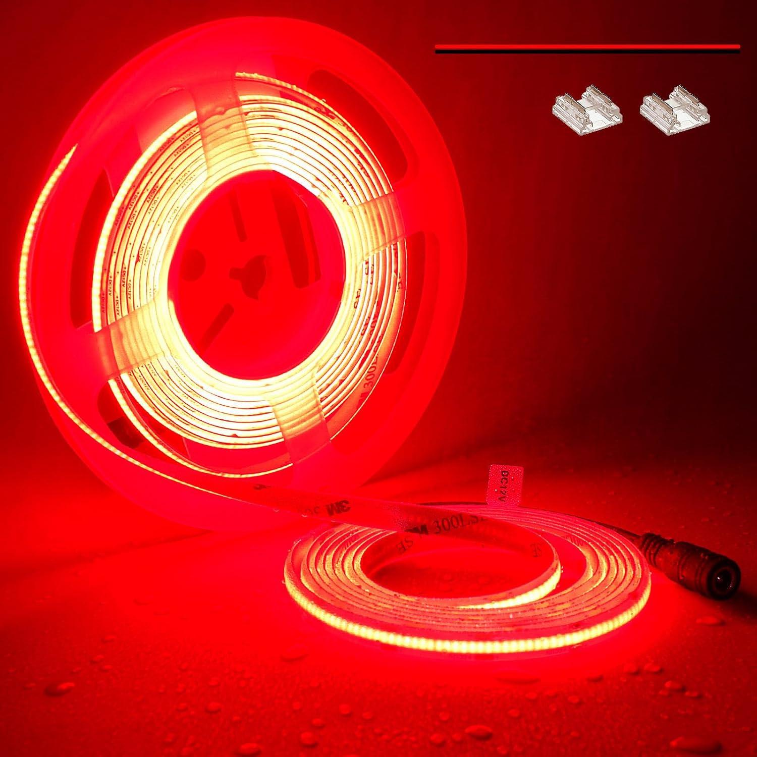 12V COB LED Strip Light Daylight White 5000K Waterproof IP65 480LEDs/M Super Bright 4000Lm CRI>90 16.4ft/5M Dotless High Density Cuttable Flexible for Cabinet Home DIY Lighting Projects