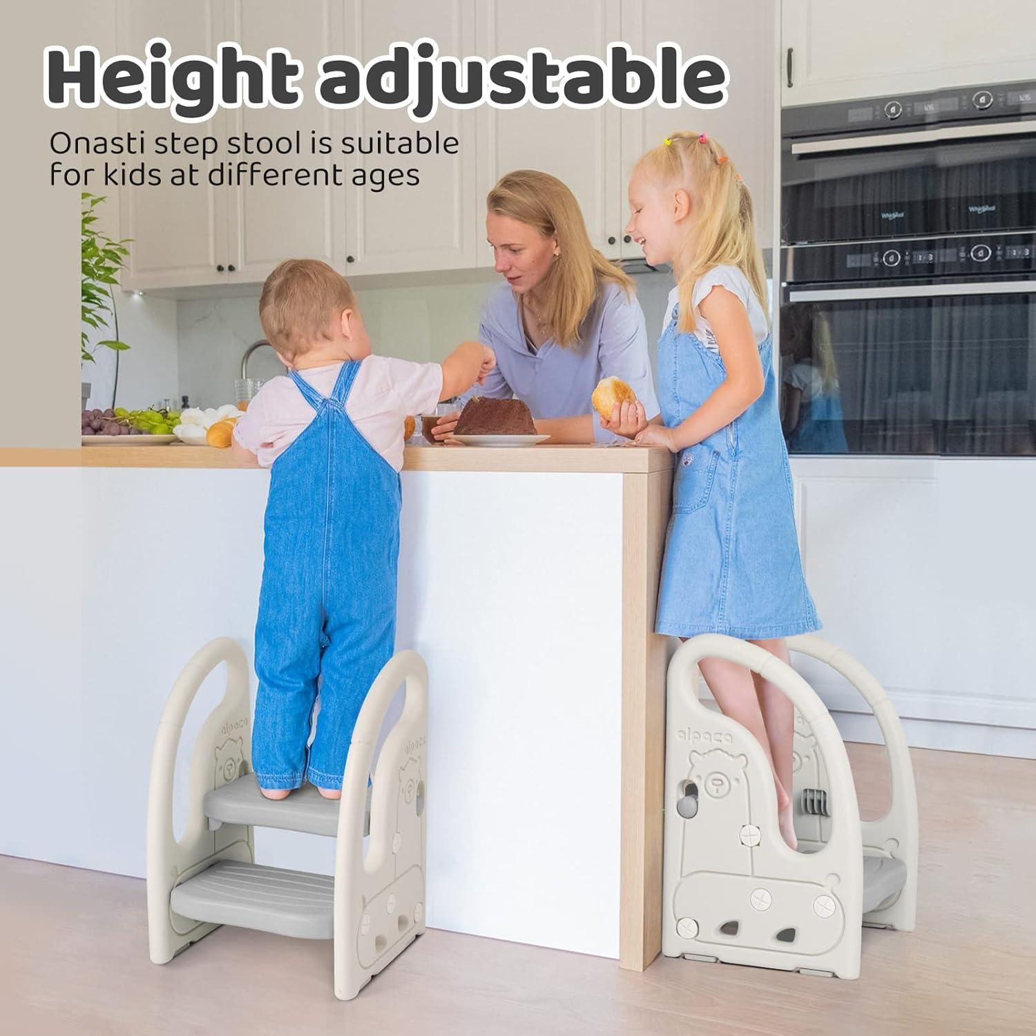 Adaptable Kids Leaning Chair & Step Stool Grey