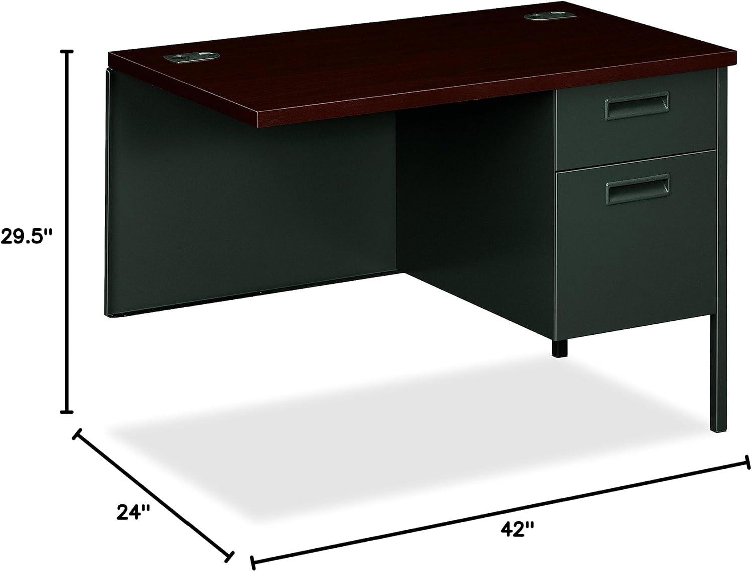 HON Metro Classic Right Return, 42"W - 2-Drawer 42" x 24" x 29.5" - 2 x Box Drawer(s), File Drawer(s) - Single Pedestal on Right Side - Material: Steel - Finish: Charcoal, Laminate, Mahogany