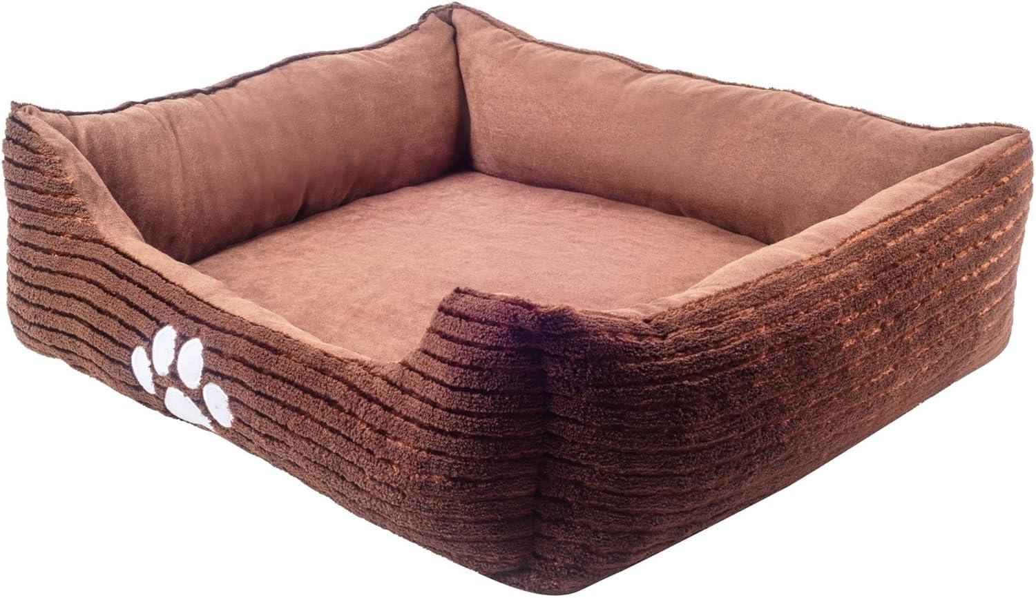Long Rich Reversible Rectangle Pet Bed Dog Bed with Dog Paw Embroidery,Medium size, by Happycare Textiles