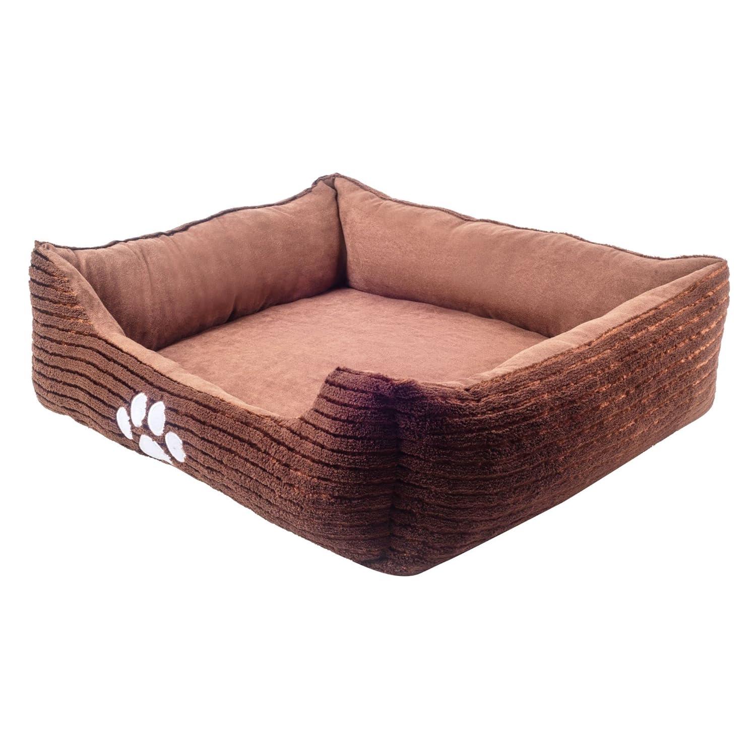 Long Rich Reversible Rectangle Pet Bed Dog Bed with Dog Paw Embroidery,Medium size, by Happycare Textiles