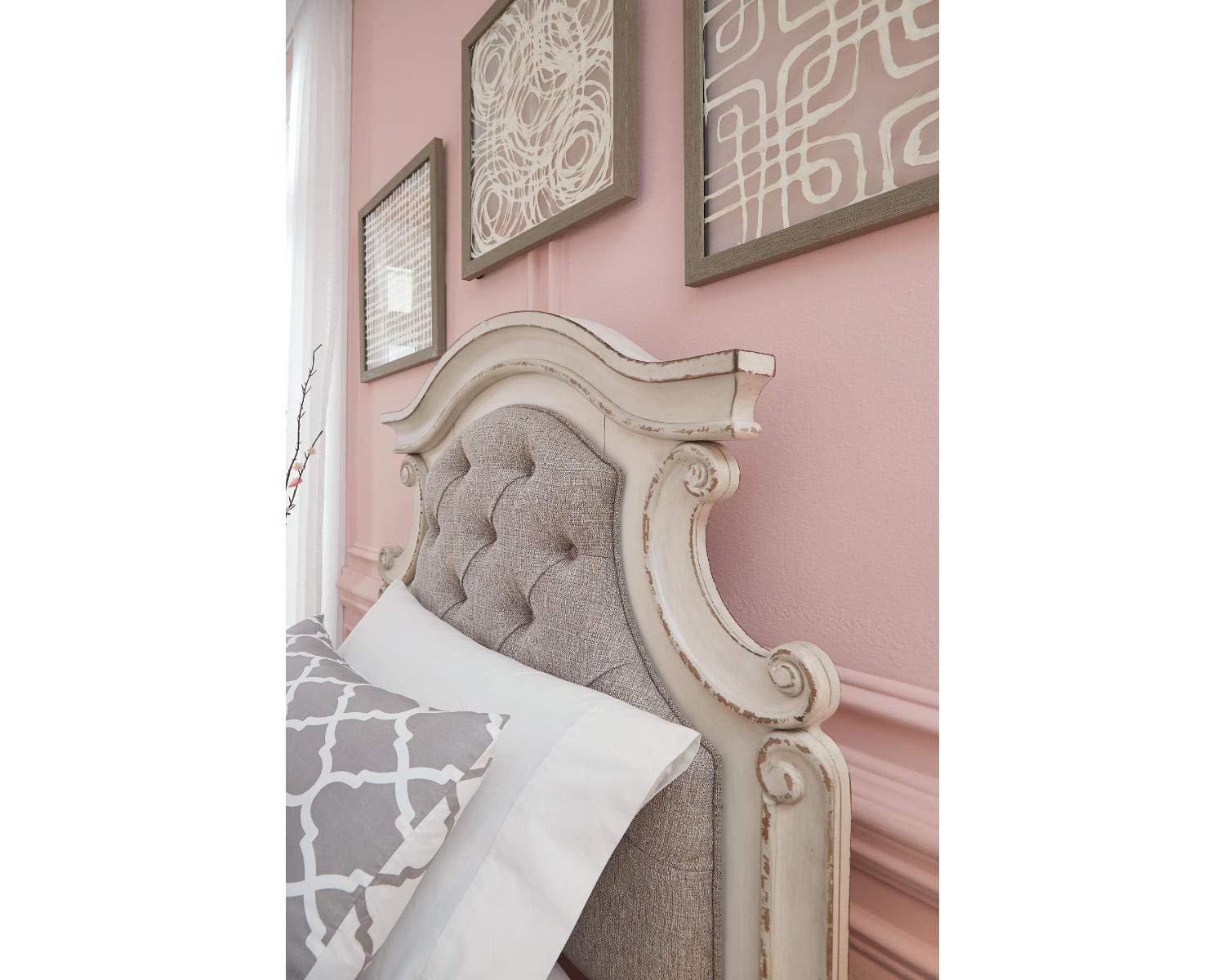 Twin Realyn Upholstered Panel Headboard Beige - Signature Design by Ashley: Vintage Style, Tufted, Wood Frame Mounted