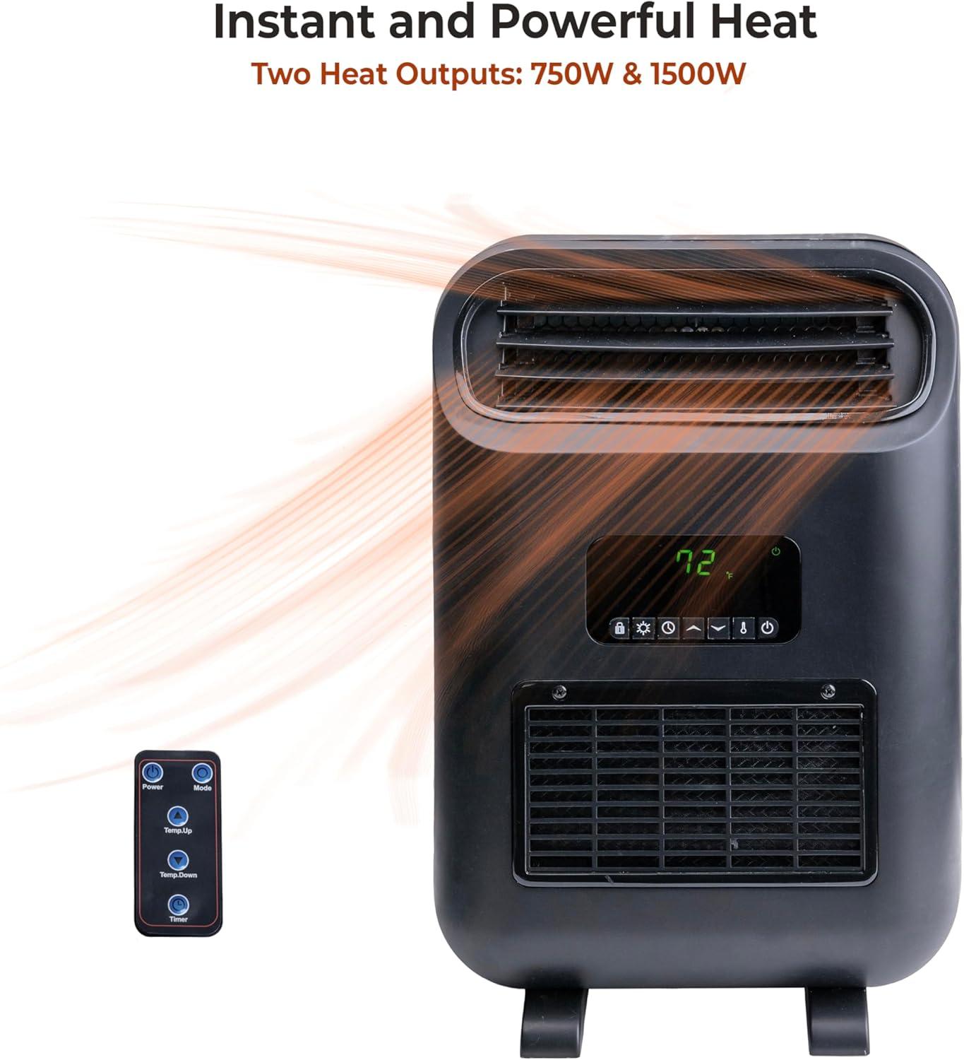Comfort Zone 14" Slim Line Wall Mount Electric Space Heater with Stand, Remote Control, Digital Adjustable Thermostat, Timer, LCD Display, Safety Tip Over Switch, Overheat Protection, MT8142