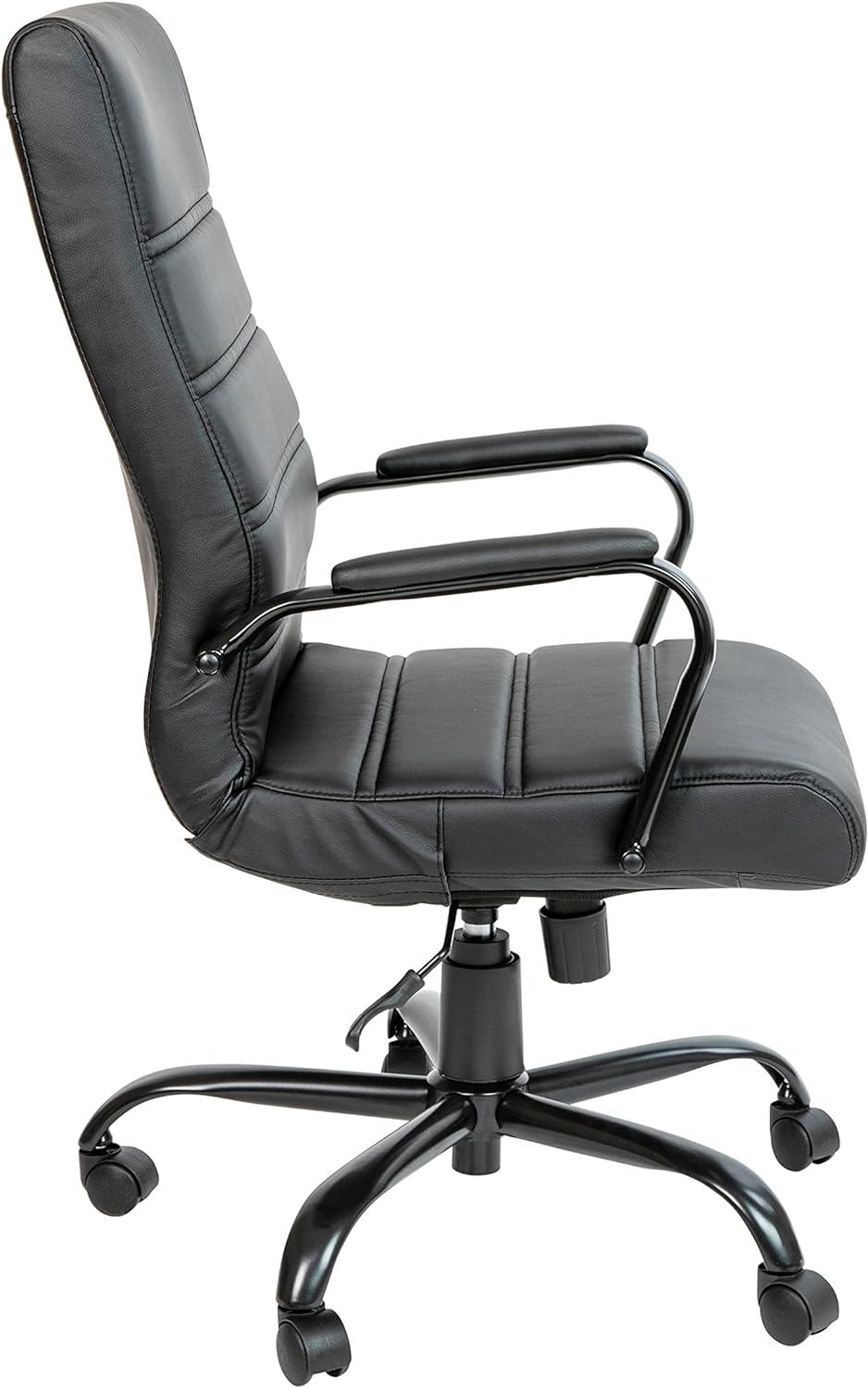 Emma and Oliver High Back Brown LeatherSoft Executive Swivel Office Chair with Black Frame/Arms