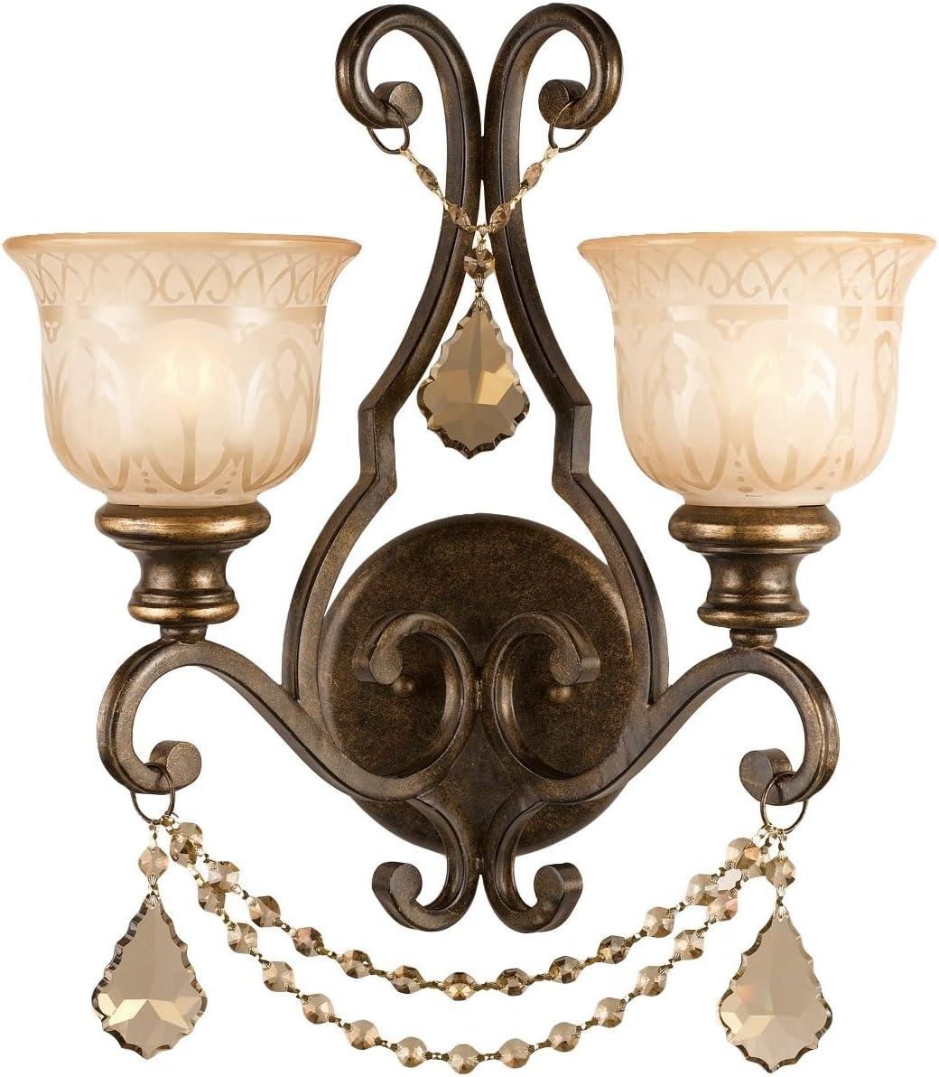 7502-BU-GT-MWP-Crystorama Lighting-Norwalk - Two Light Wall Sconce-Bronze Umber Finish-Hand Cut Crystal Type-Golden Teak Crystal Color