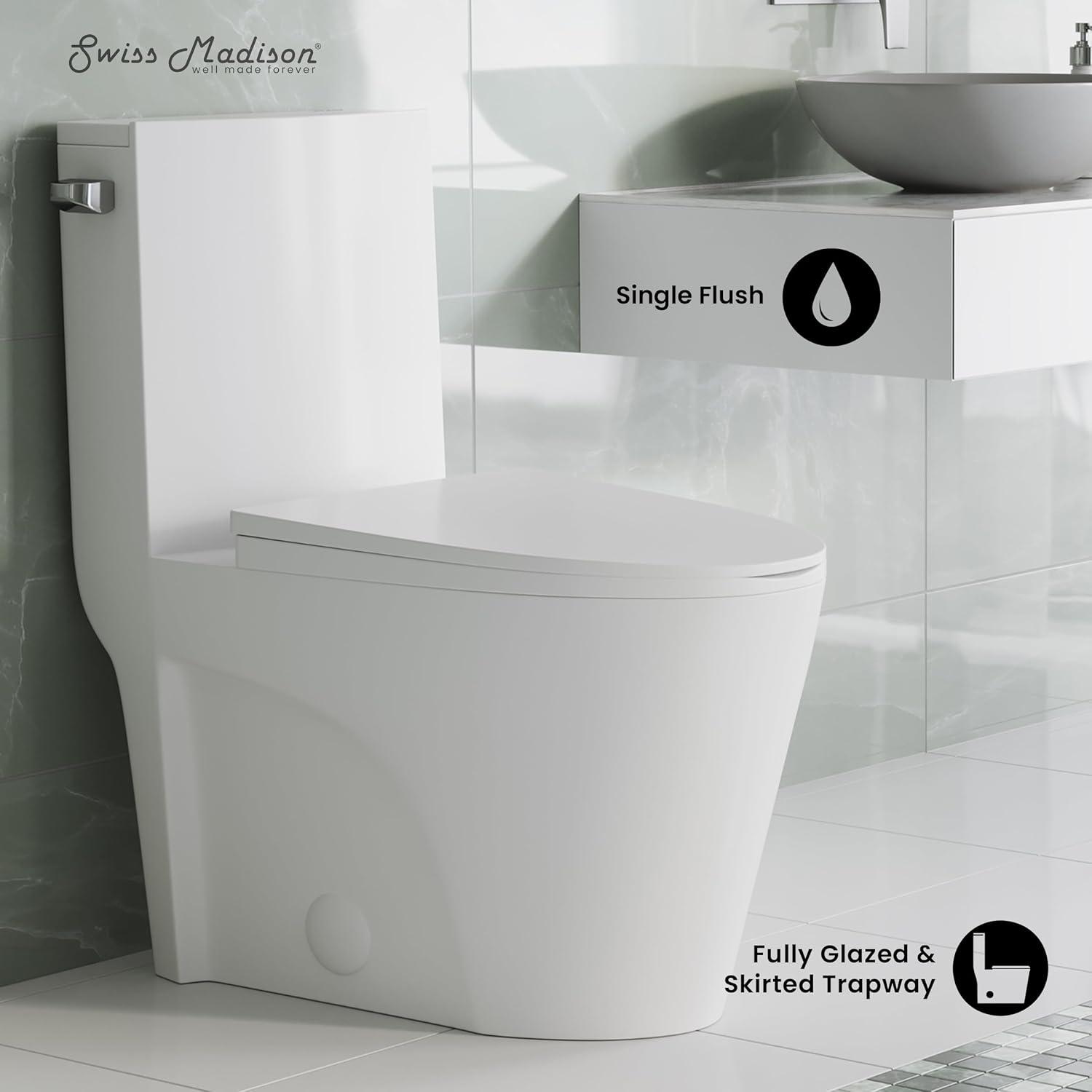 St. Tropez One Piece Elongated Toilet Dual Vortex Flush 1.28 gpf