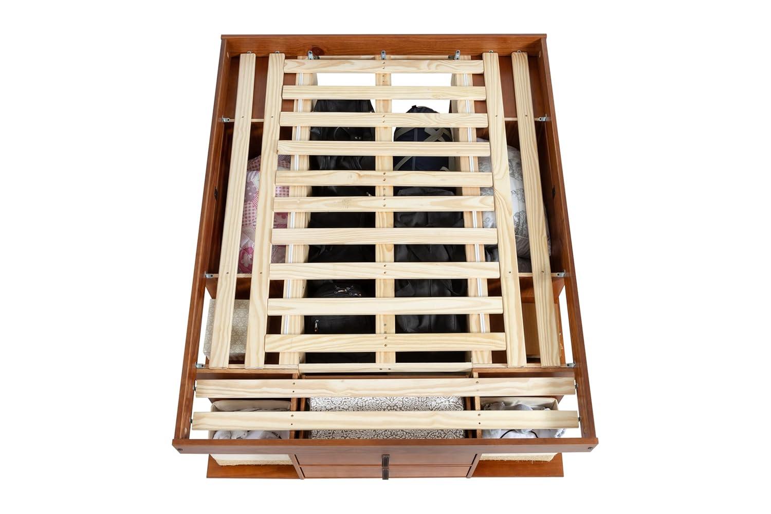 Memomad Bali Storage Platform Sturdy Modern Bed Frame with Drawers & More (Full Size, Caramel Brown Wood)
