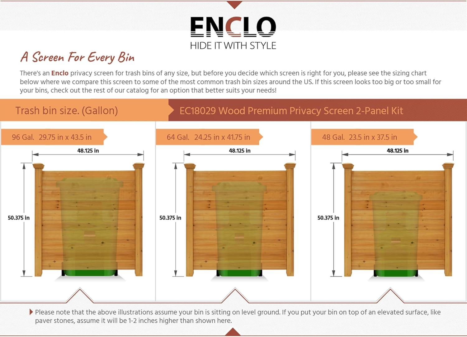 Enclo Privacy Screens EC18029 4 ft H x 4 ft W Premium Wood Privacy Screen Kit Outdoor Fence Screen Prefect to Conceal Trash Bins (2 Panels)