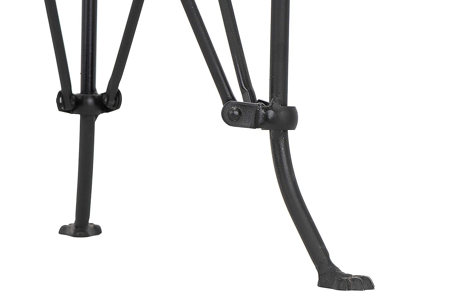 Storied Home Round Metal Side Accent Table with Claw Feet Black: Antique Drum Style, Bedside Use, Nesting Feature