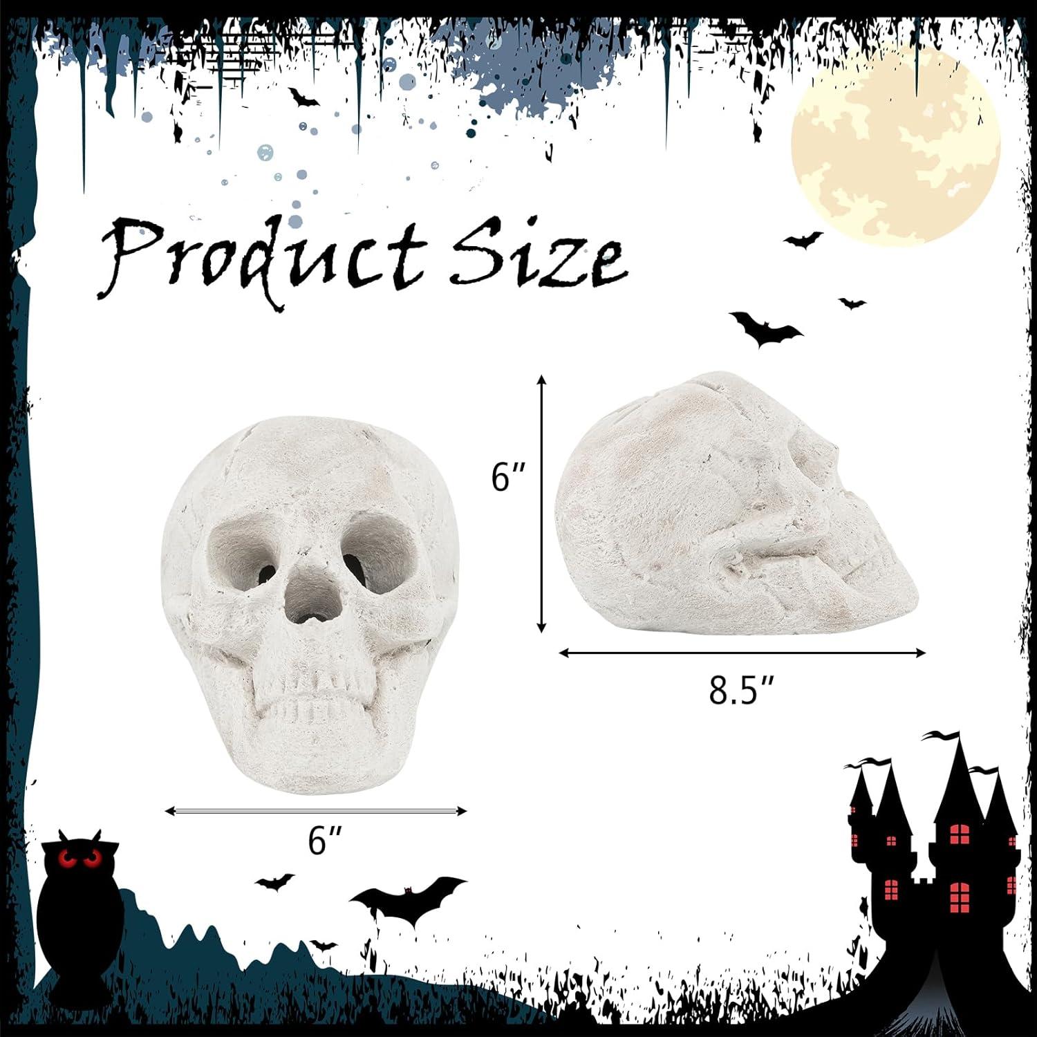 Costway Ceramic Fireproof Fire Pit Skull, Reusable Imitated Human Skull for Gas Beige/Black