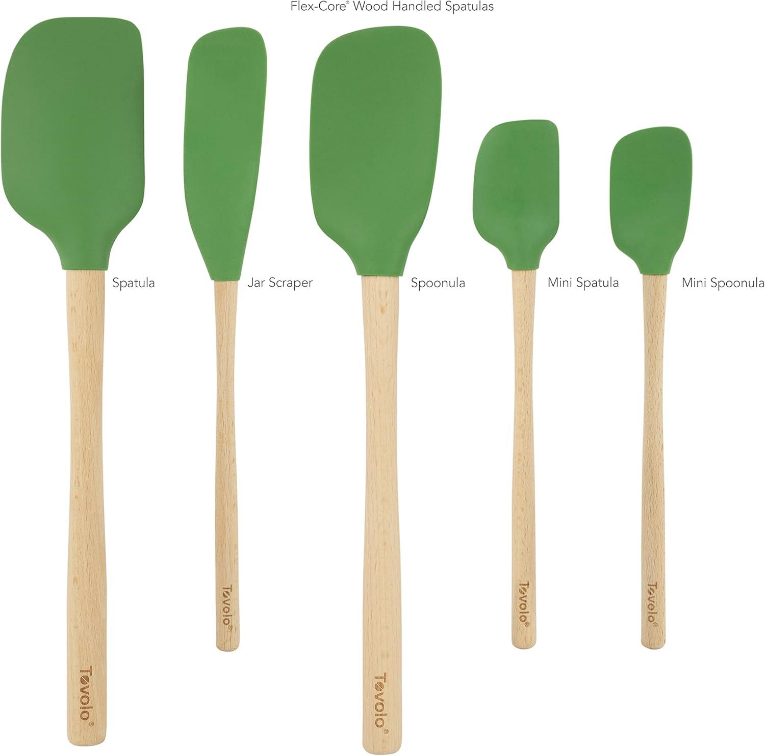 Pesto Green Silicone and Wood 5-Piece Spatula Set