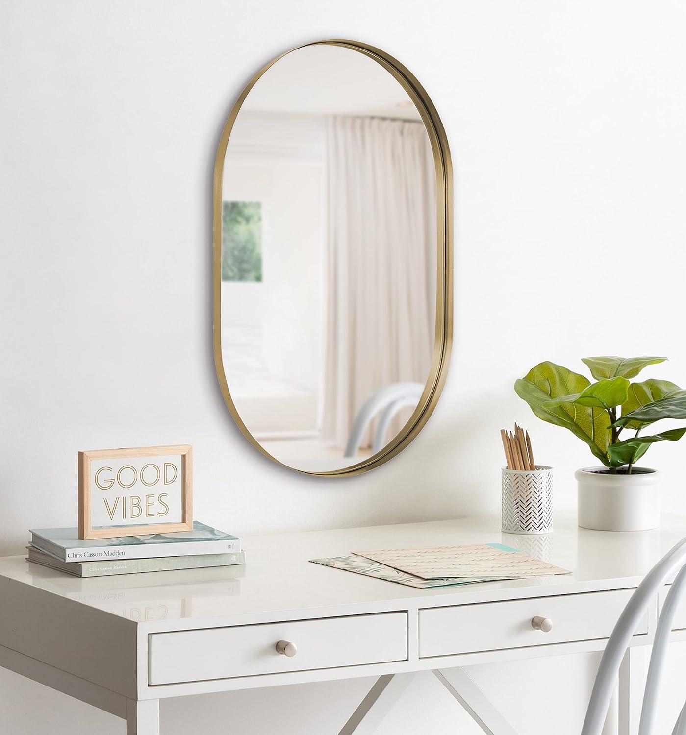 Kate and Laurel Rollo Capsule Framed Wall Mirror, Gold 20x30