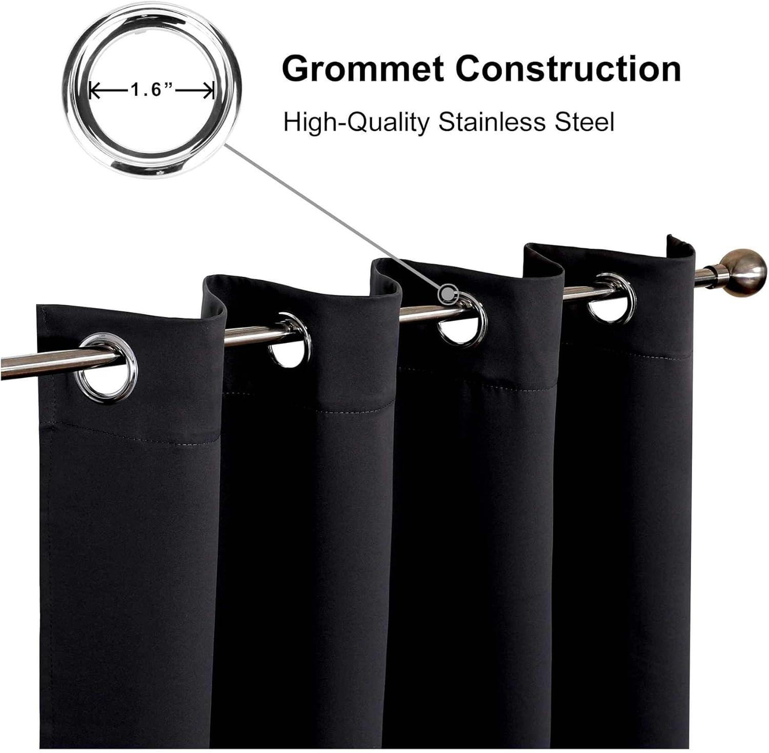 Black 84-Inch Room Darkening Grommet Top Curtains