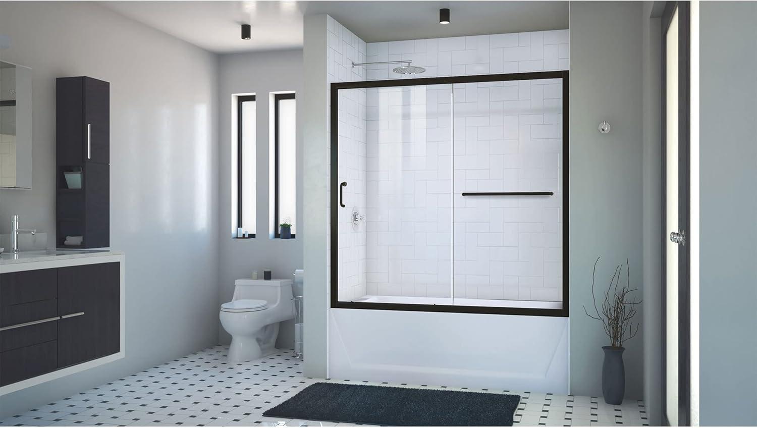 Infinity-Z 56-60" Matte Black Semi-Frameless Sliding Tub Door