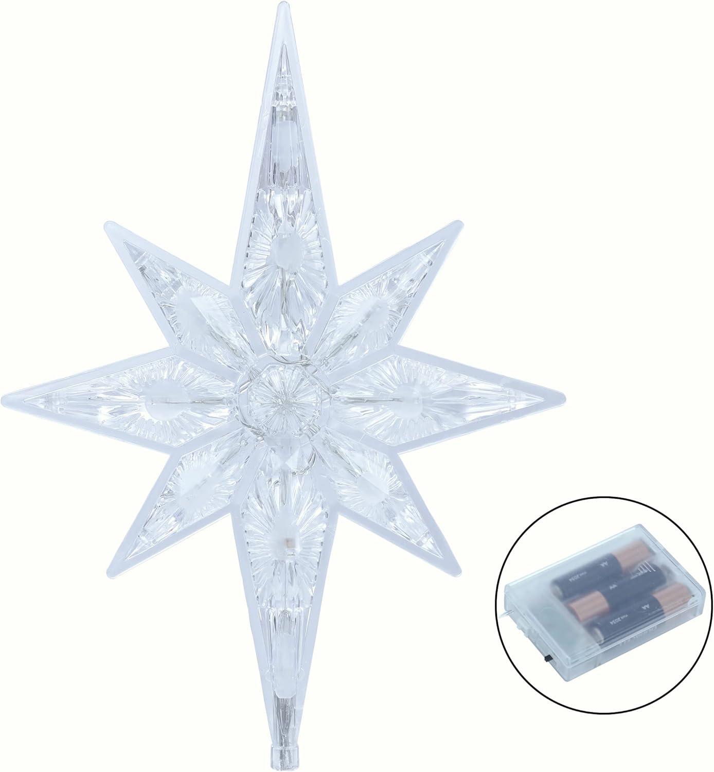 Alpine Corporation Star Christmas Tree Topper with Cool White LED Lights