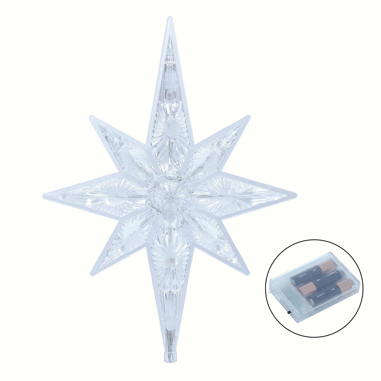 Alpine Corporation Star Christmas Tree Topper with Cool White LED Lights