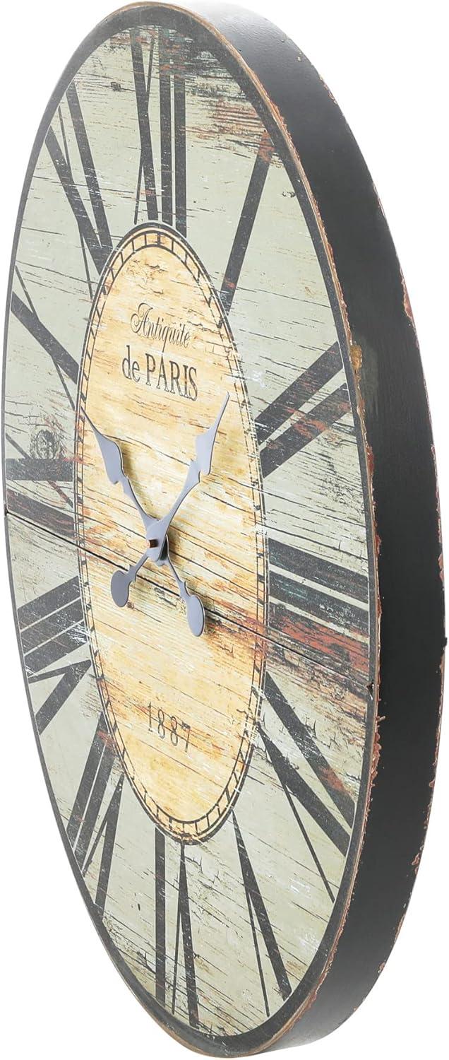 Woven Paths 29" Oval Distressed Grey Wood Wall Clock