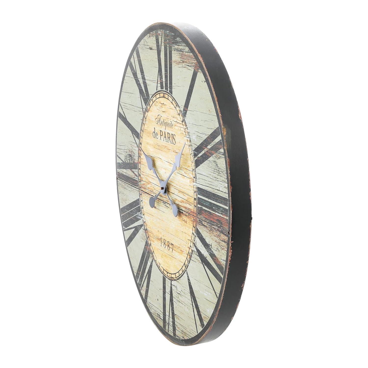 Woven Paths 29" Oval Distressed Grey Wood Wall Clock