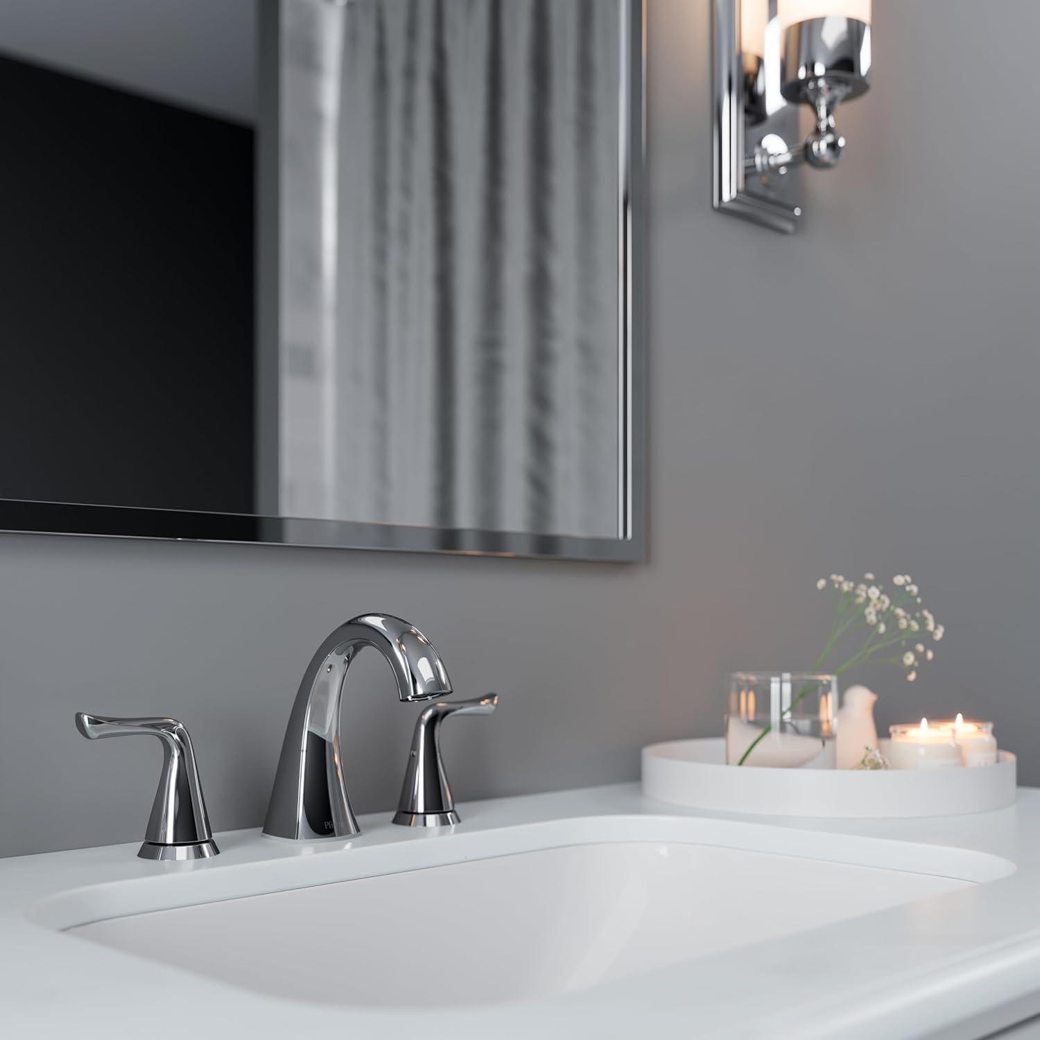 Pfister Willa Bathroom Sink Faucet, 8-Inch Widespread, 2-Handle, 3-Hole, NSF Certified, Polished Chrome Finish, LF049MALCC