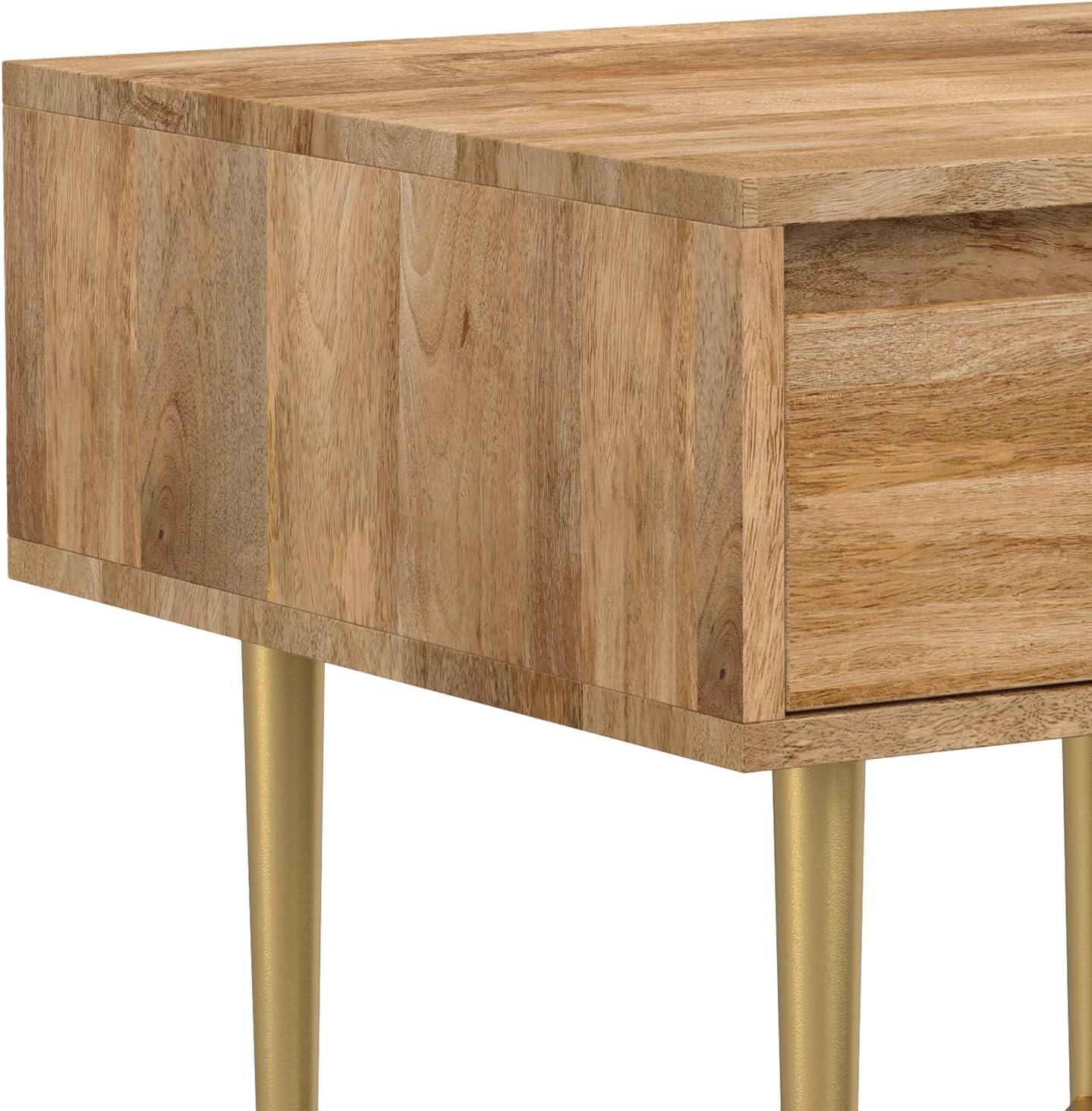 Simpli Home Fallon SOLID MANGO WOOD 20 inch Wide Square Contemporary End Table with Drawer in Natural