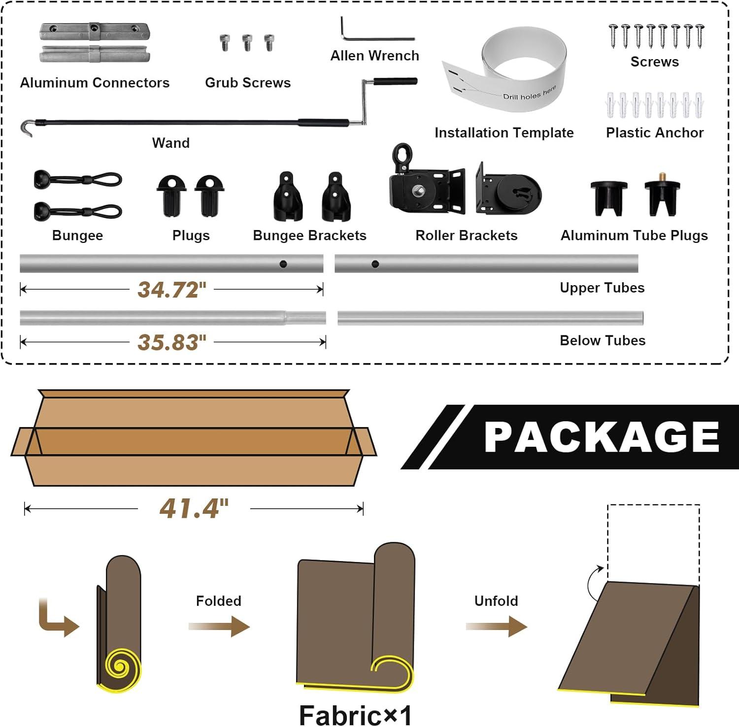 SMONTER Outdoor Sunshade Roller Shade 6'W x 6'H (72" Wx72 H), Exterior Cordless Roll Up Shades Blinds, UV Protection Shade Cloth with Crank Operation for Outside Windows Patio Porch Gazebo, Walnut