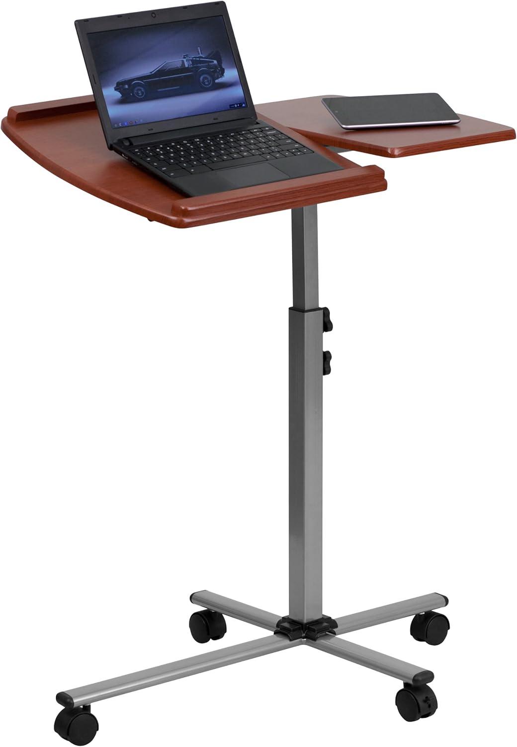 Robertson Angle and Height Adjustable Mobile Laptop Computer Table with Cherry Top