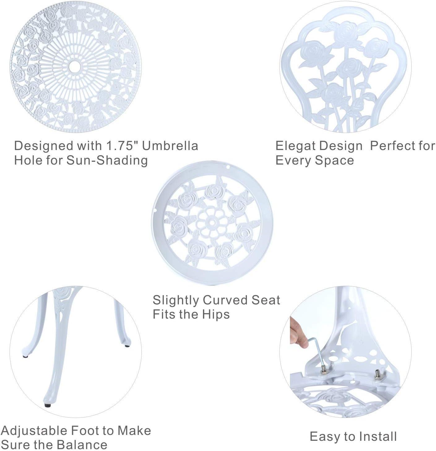 SunnyDaze Decor 2 - Person Metal Patio Dining Set with Round Table
