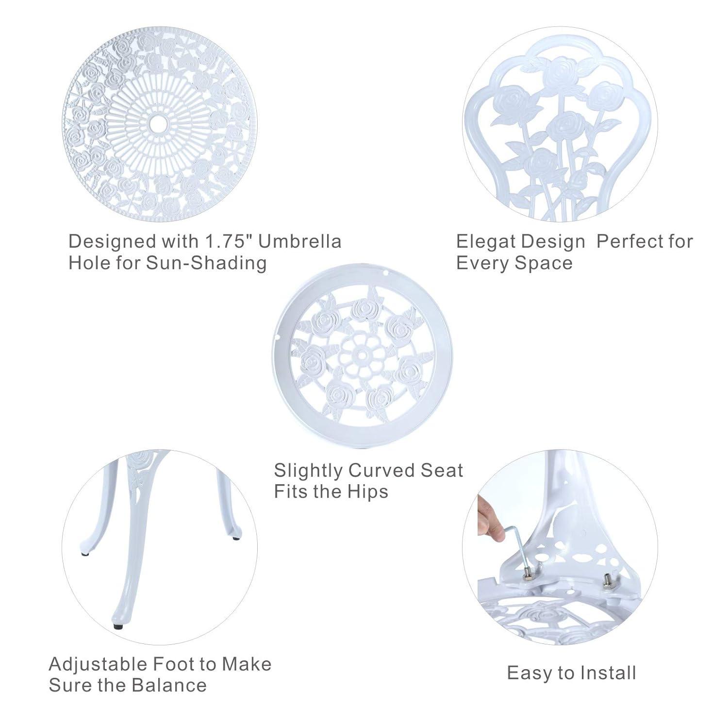 SunnyDaze Decor 2 - Person Metal Patio Dining Set with Round Table