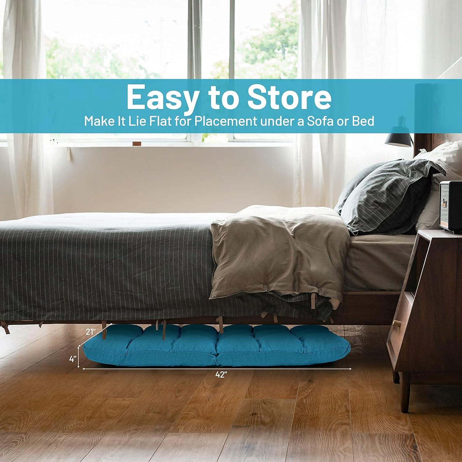 Giantex Adjustable Floor Gaming Sofa Chair w/14-Position, Cushioned Folding Lazy Reclinerw/High Resilience Sponge, Sleeper Bed Couch Recliner(Peacock Blue)