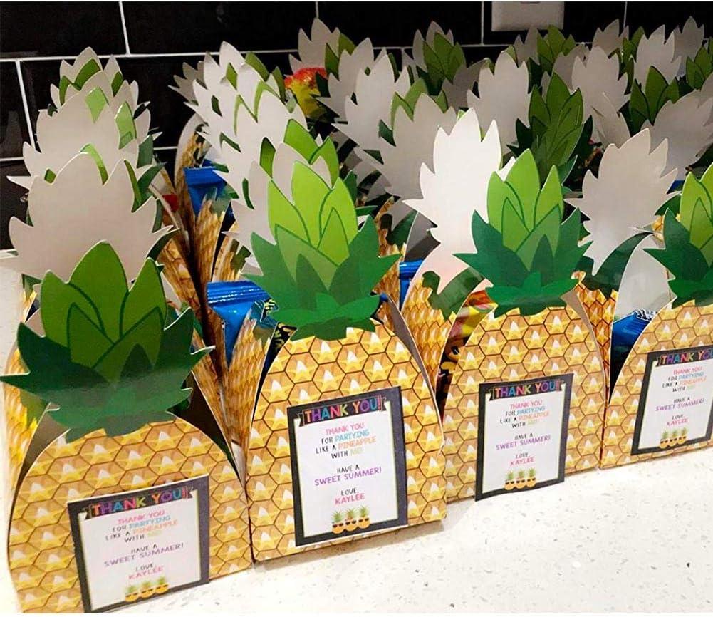 50pcs Pineapple Favor Boxes 3D Large Pineapple Party Favors Bags for Hawaiian Luau Pineapple Theme Party Decorations Summer Tropical Party Supplies