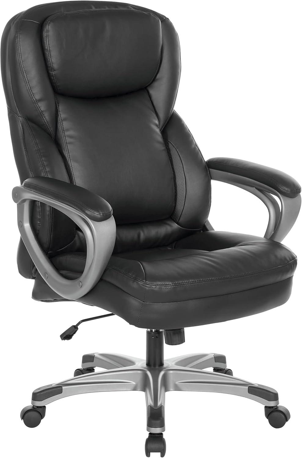 Executive Black Bonded Leather Chair with Titanium Coated Nylon Base