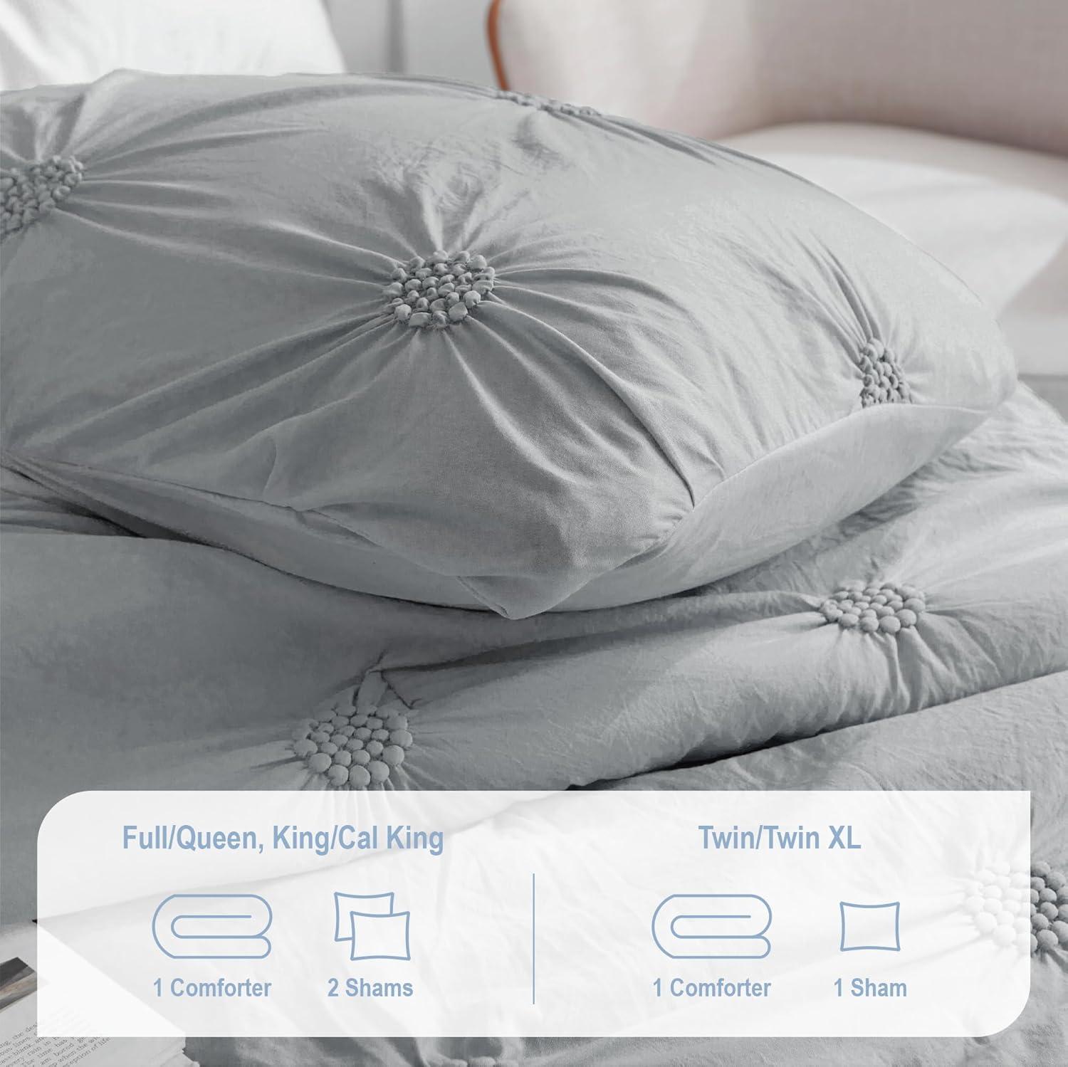 Swift Home Supreme Microfiber Floral Pintuck Microfiber 3-Piece Comforter Set
