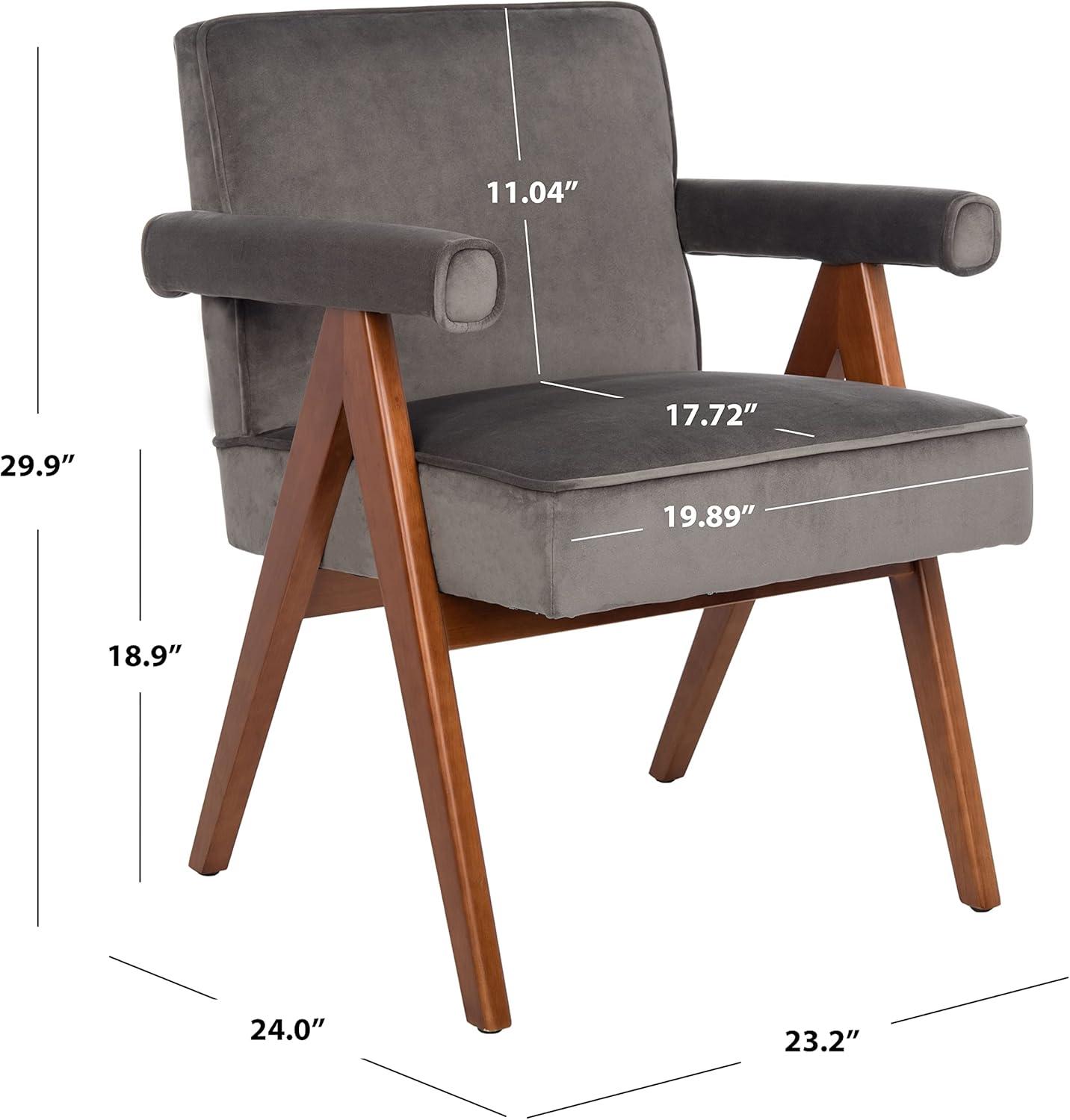 Suri Mid Century Arm Chair - ACH4508 - Dark Grey/Walnut - Safavieh