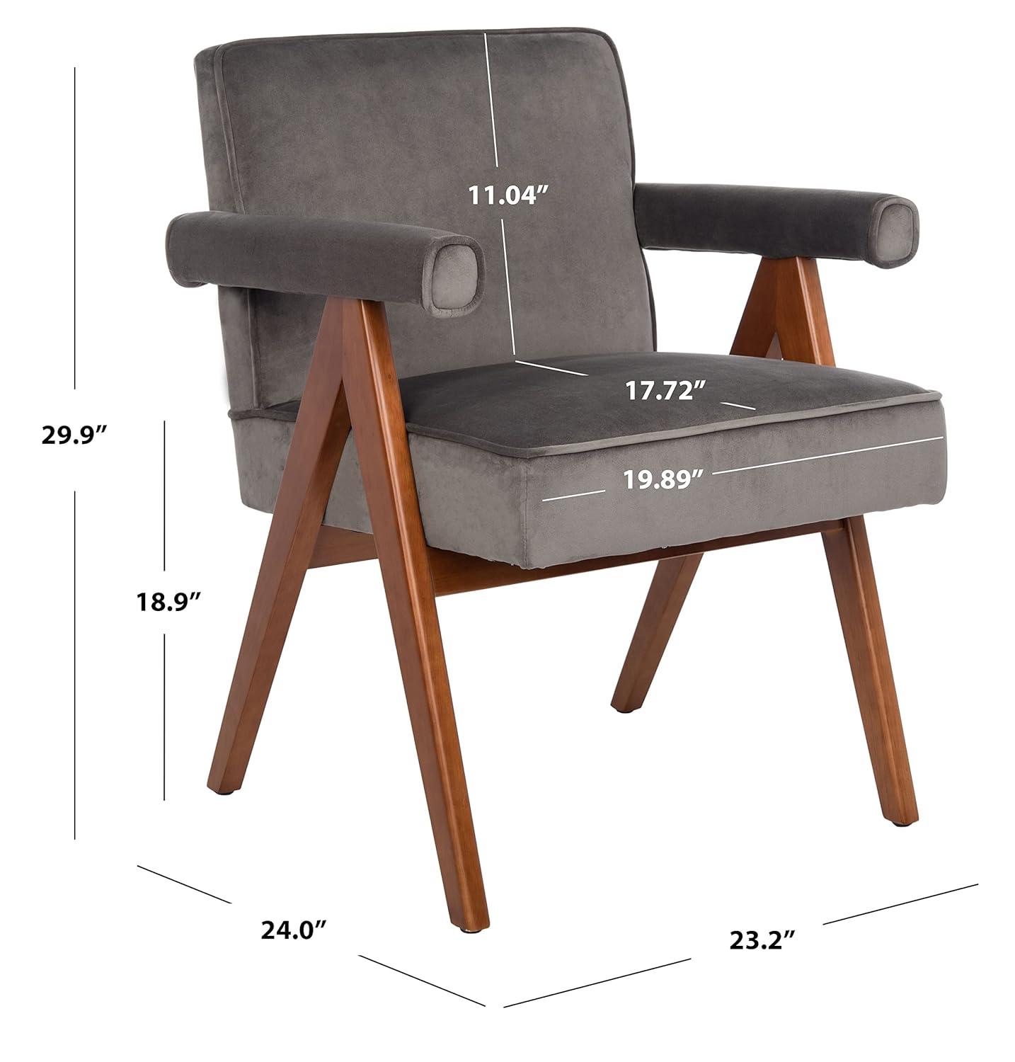 Suri Mid Century Arm Chair - ACH4508 - Dark Grey/Walnut - Safavieh