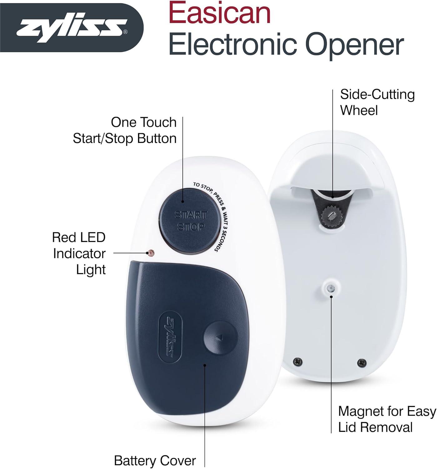 Zyliss Easican Electronic Automatic Can Opener, Gray/White