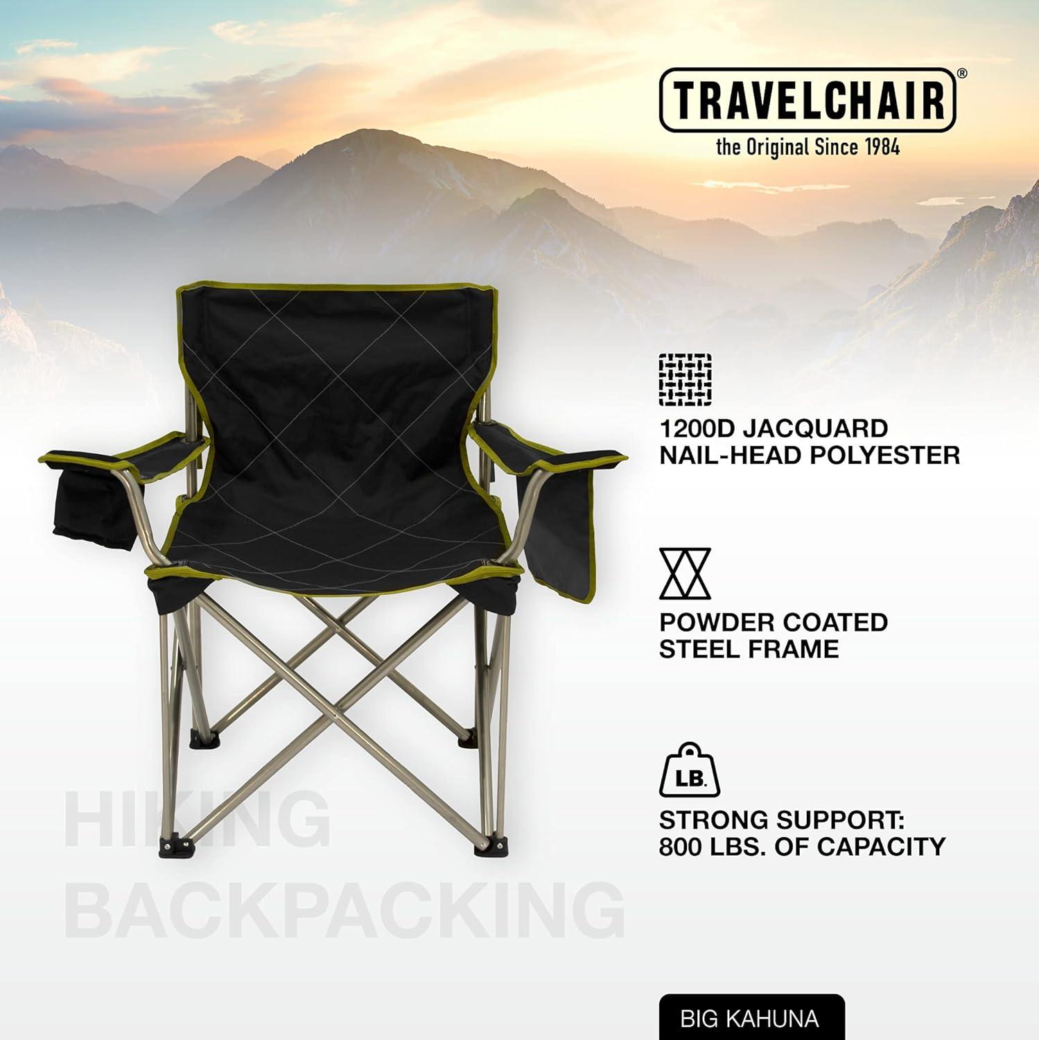 Kahuna Supreme Black Oversized Camping Chair with Armrests