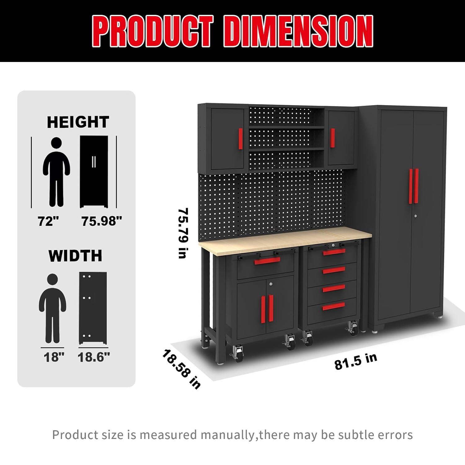 WFX Utility™ WFX Utility™ 6pcs Garage Cabinets And Storage System Set With Pegboard & Rubber Wood Worktop