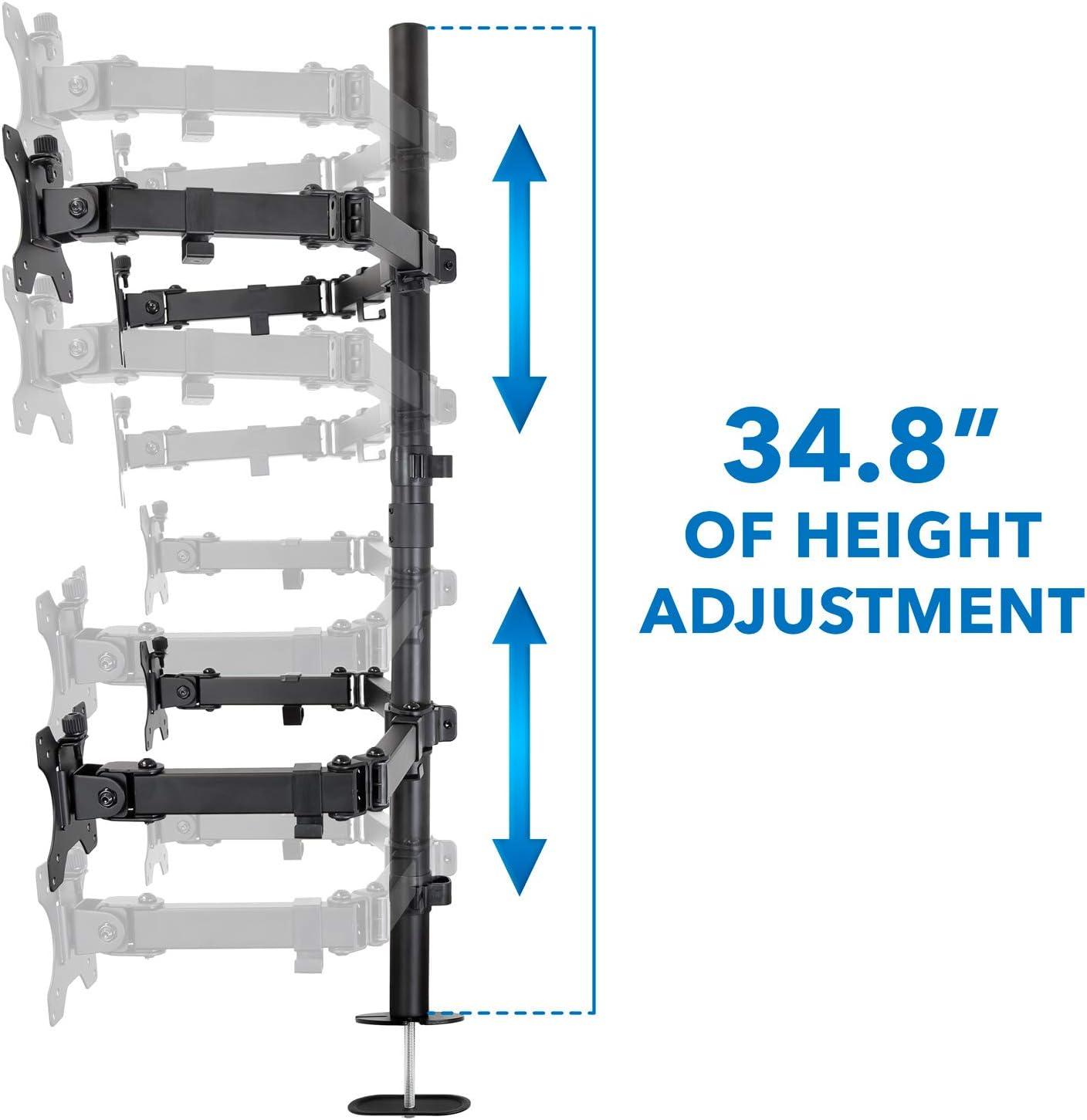 Mount-it Mount-It Quad Monitor Stand | Height Adjustable Standing 4 Screen Mount Fits Monitors Up to 32 in.
